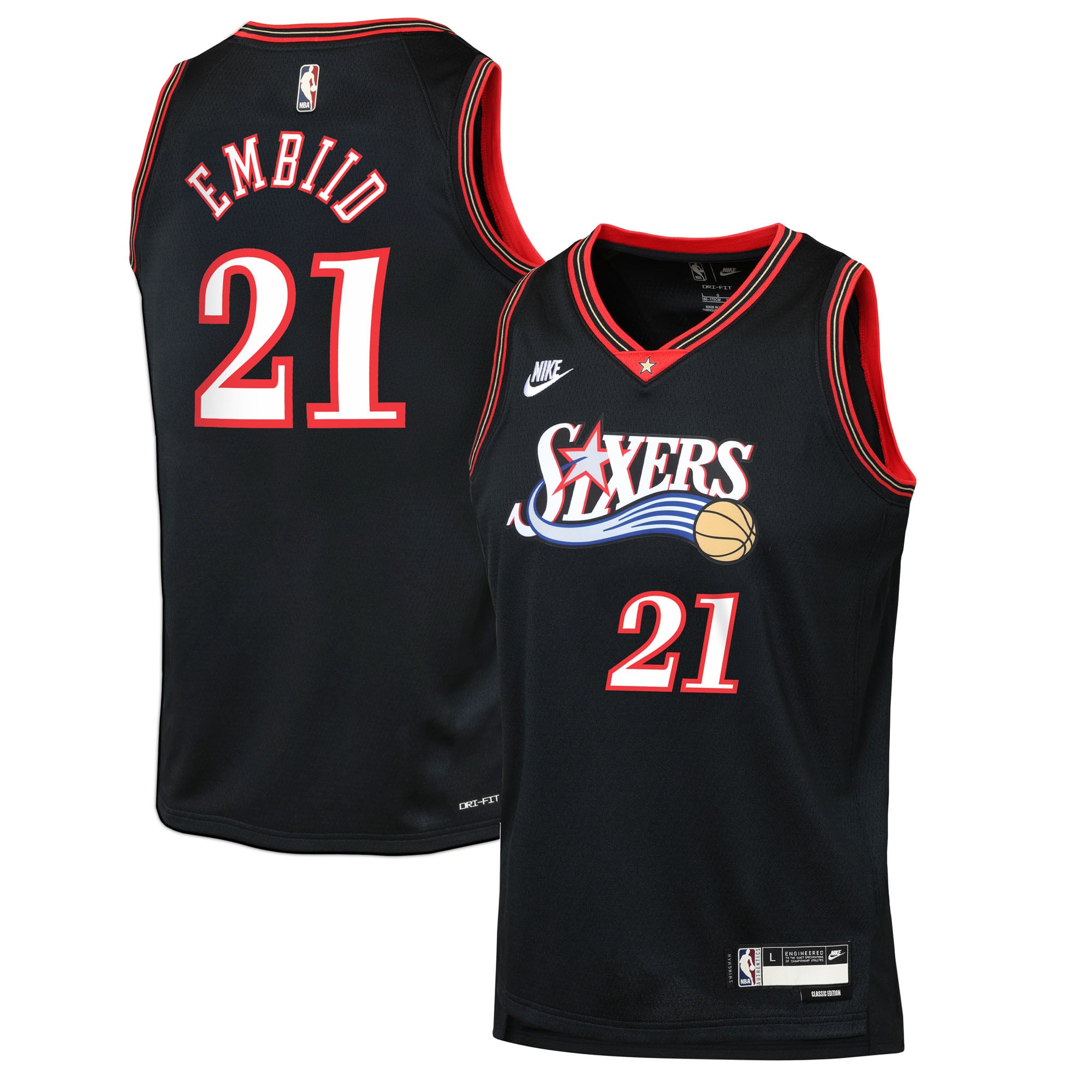 Joel Embiid Philadelphia 76ers Youth Swingman Jersey - Classic Edition - Black - Image 2