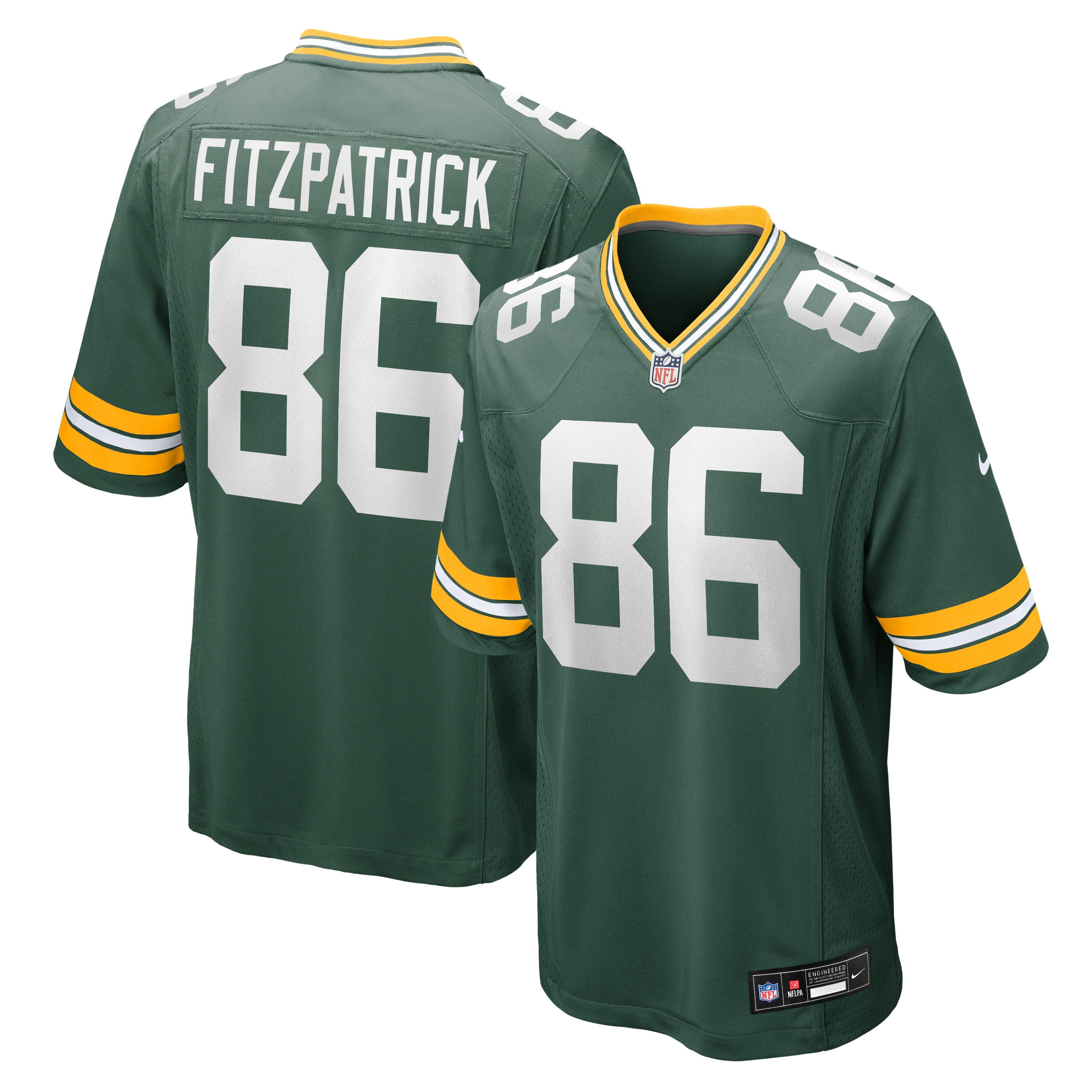 John FitzPatrick Green Bay Packers Team Game Jersey - Green - Image 2