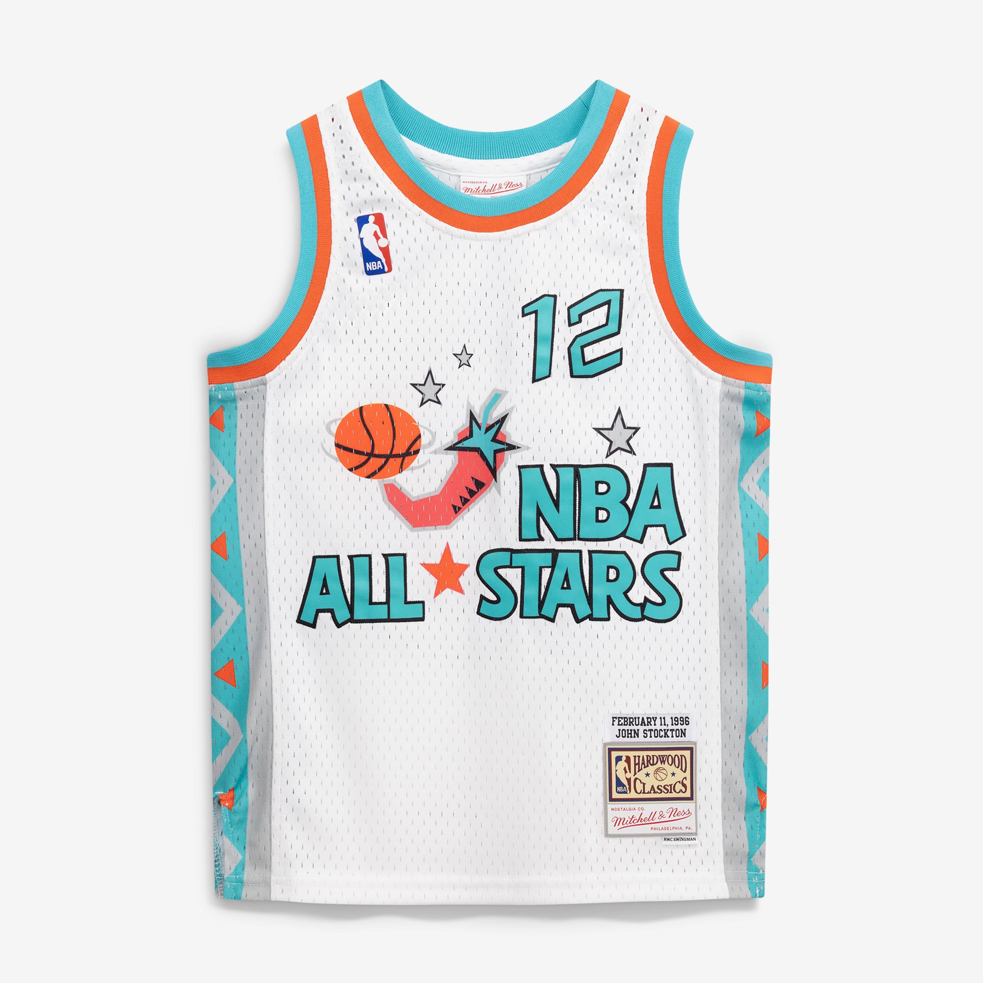 John Stockton 1996 All-Star Game Youth Hardwood Classics Swingman Jersey - White - Image 3