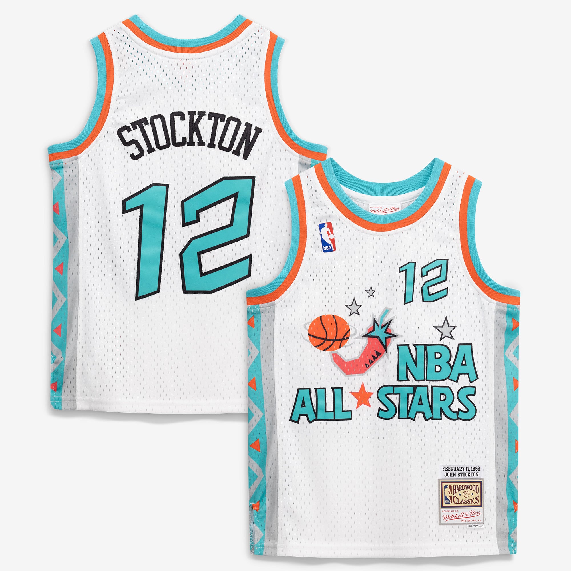 John Stockton 1996 All-Star Game Youth Hardwood Classics Swingman Jersey - White - Image 2