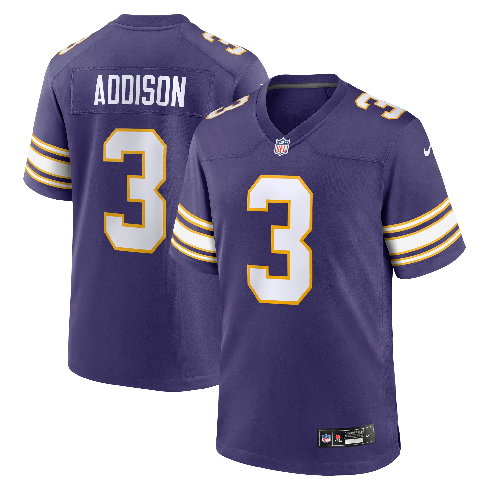 Jordan Addison Minnesota Vikings Alternate Game Jersey - Purple - Image 2