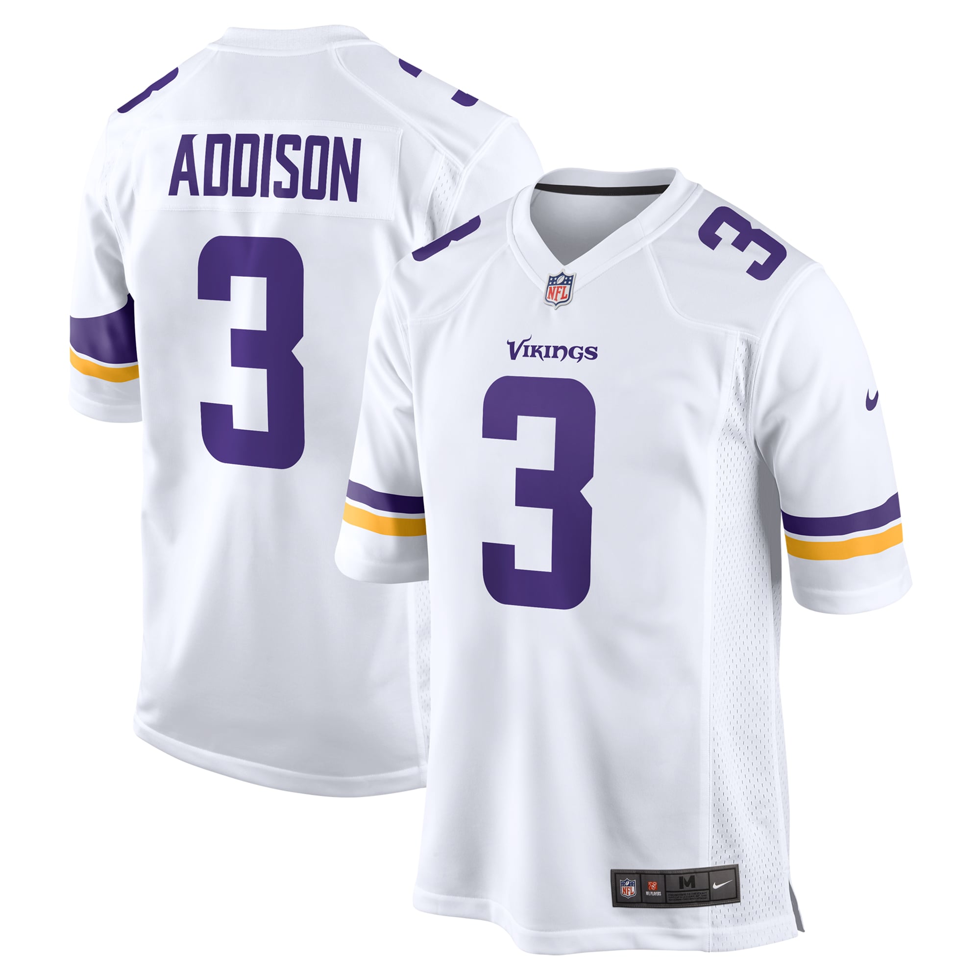 Jordan Addison Minnesota Vikings Alternate Game Jersey - White - Image 2