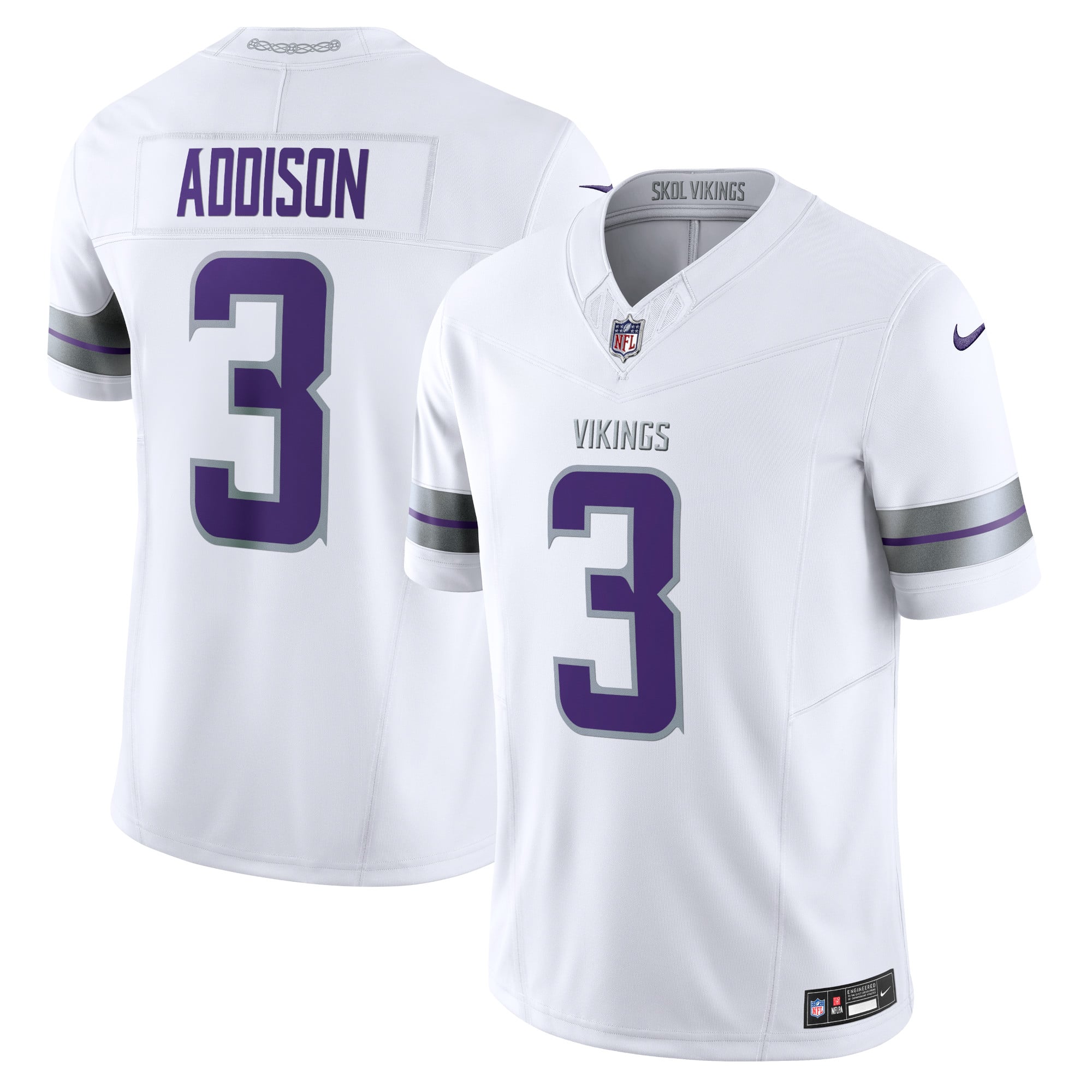 Jordan Addison Minnesota Vikings Alternate Vapor F.U.S.E. Limited Jersey - White - Image 2