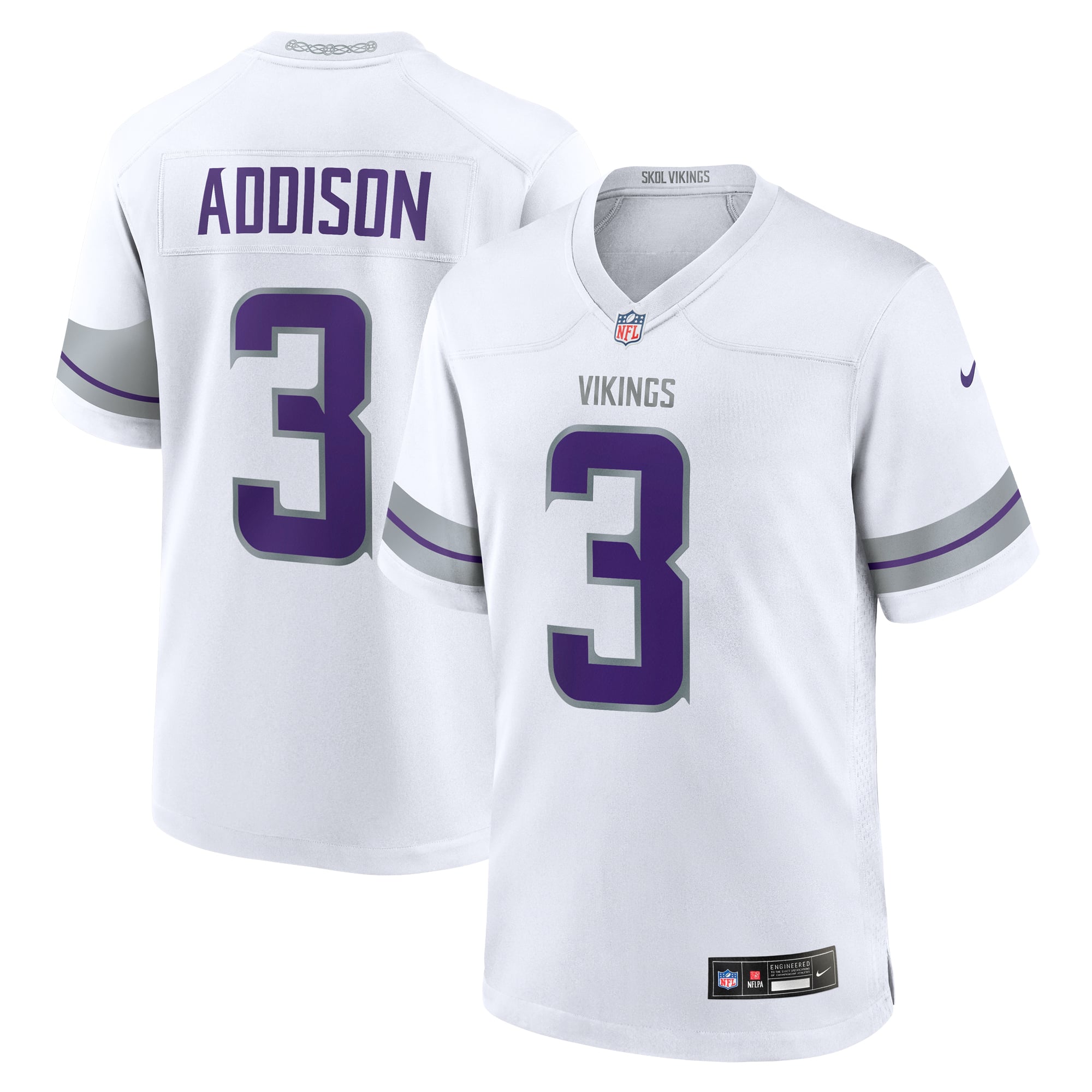Jordan Addison Minnesota Vikings Game Jersey - White - Image 2
