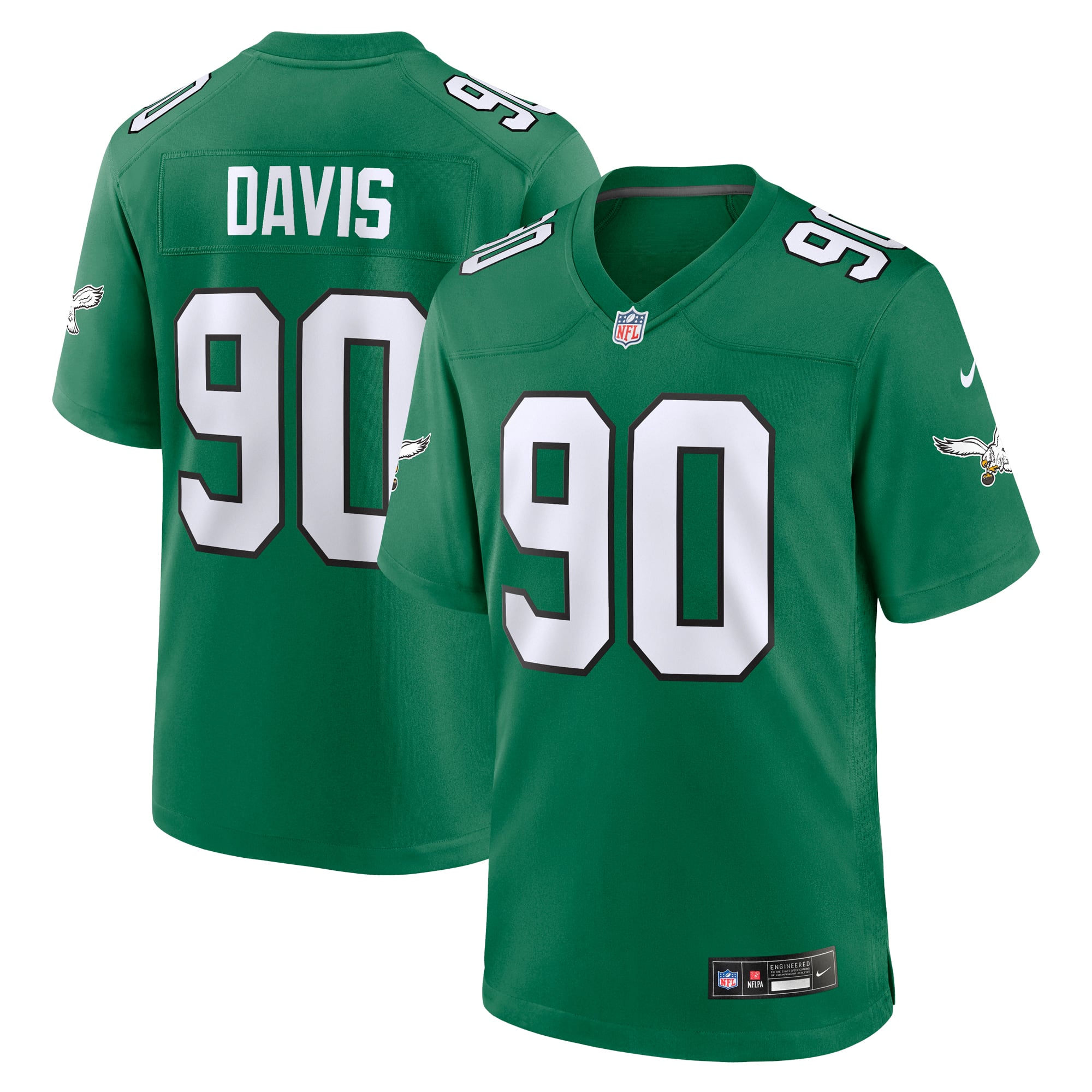 Jordan Davis Philadelphia Eagles Alternate Game Jersey - Kelly Green - Image 2