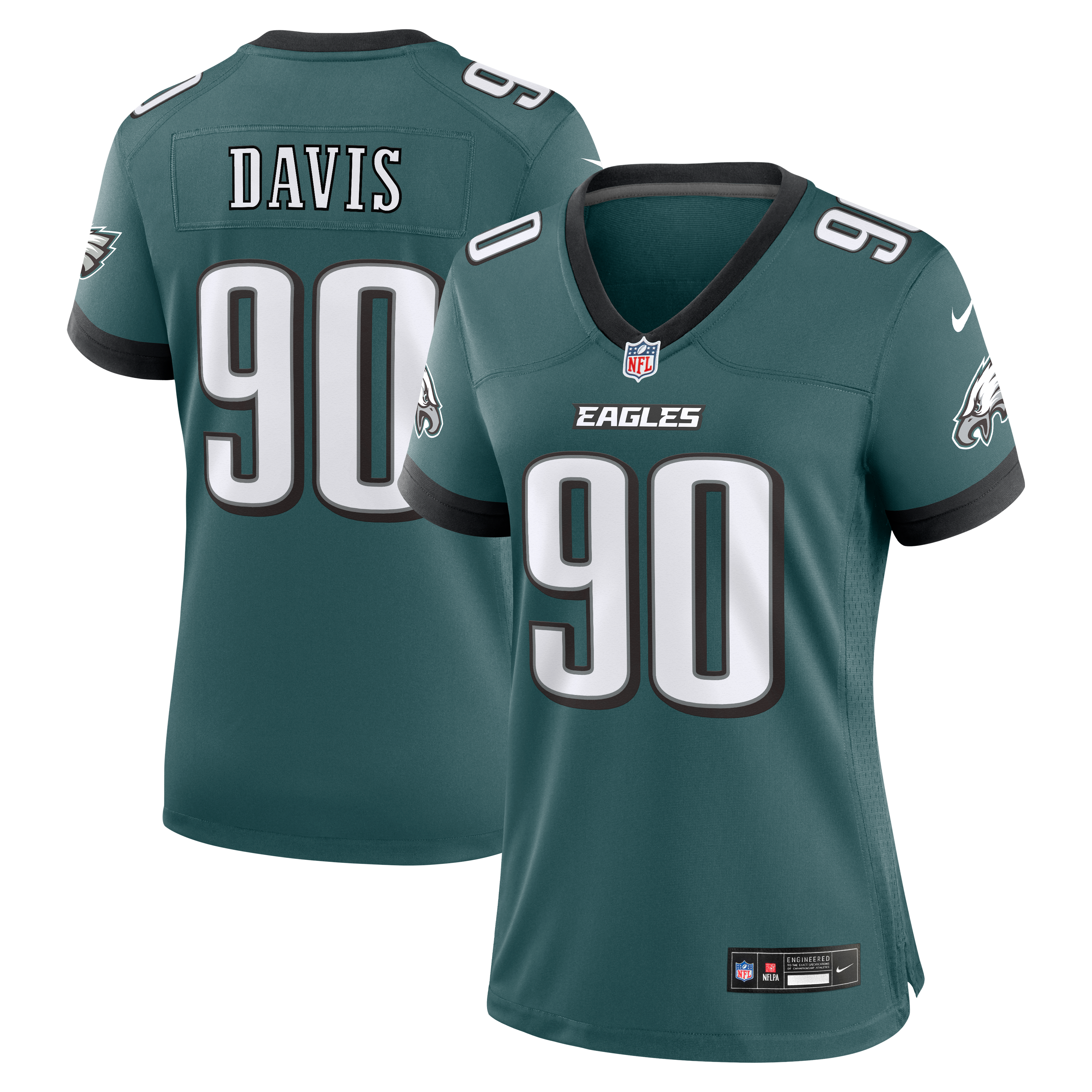 Jordan Davis Philadelphia Eagles Women's Team Game Jersey - Midnight Green - Midnight Green