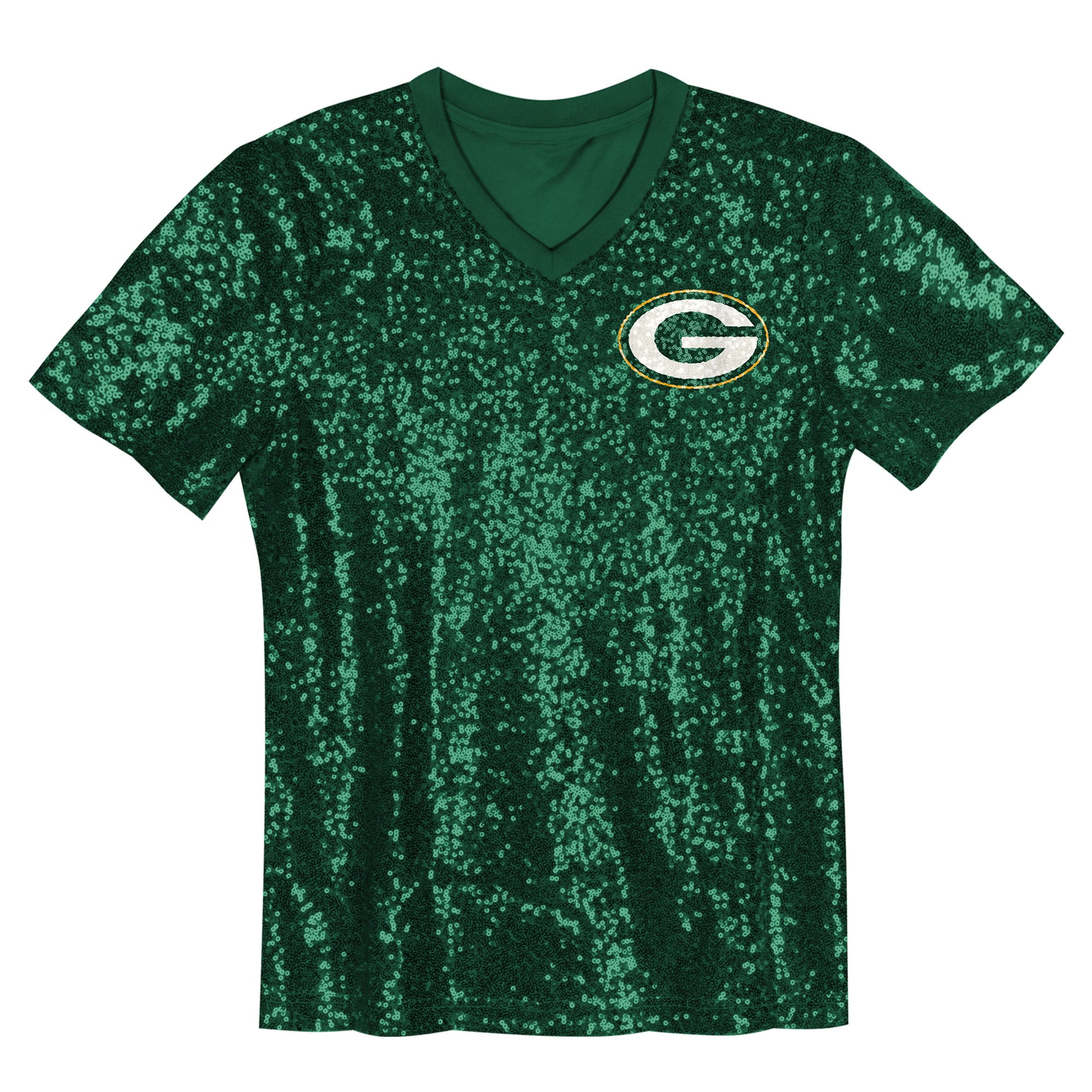 Jordan Love Green Bay Packers Girls Youth Sequin V-Neck Fashion Jersey - Green - Image 3