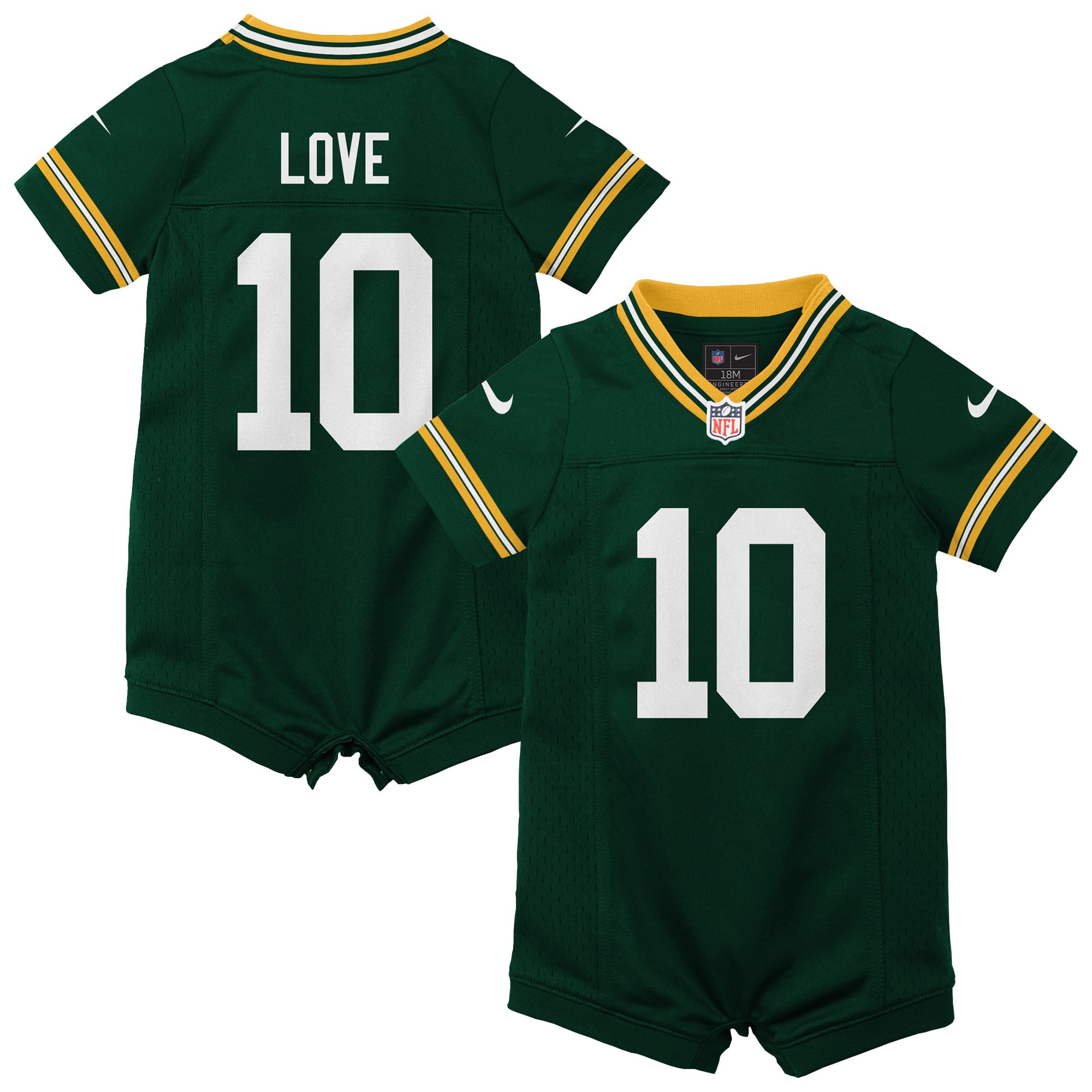 Jordan Love Green Bay Packers Newborn & Infant Game Romper Jersey - Green
