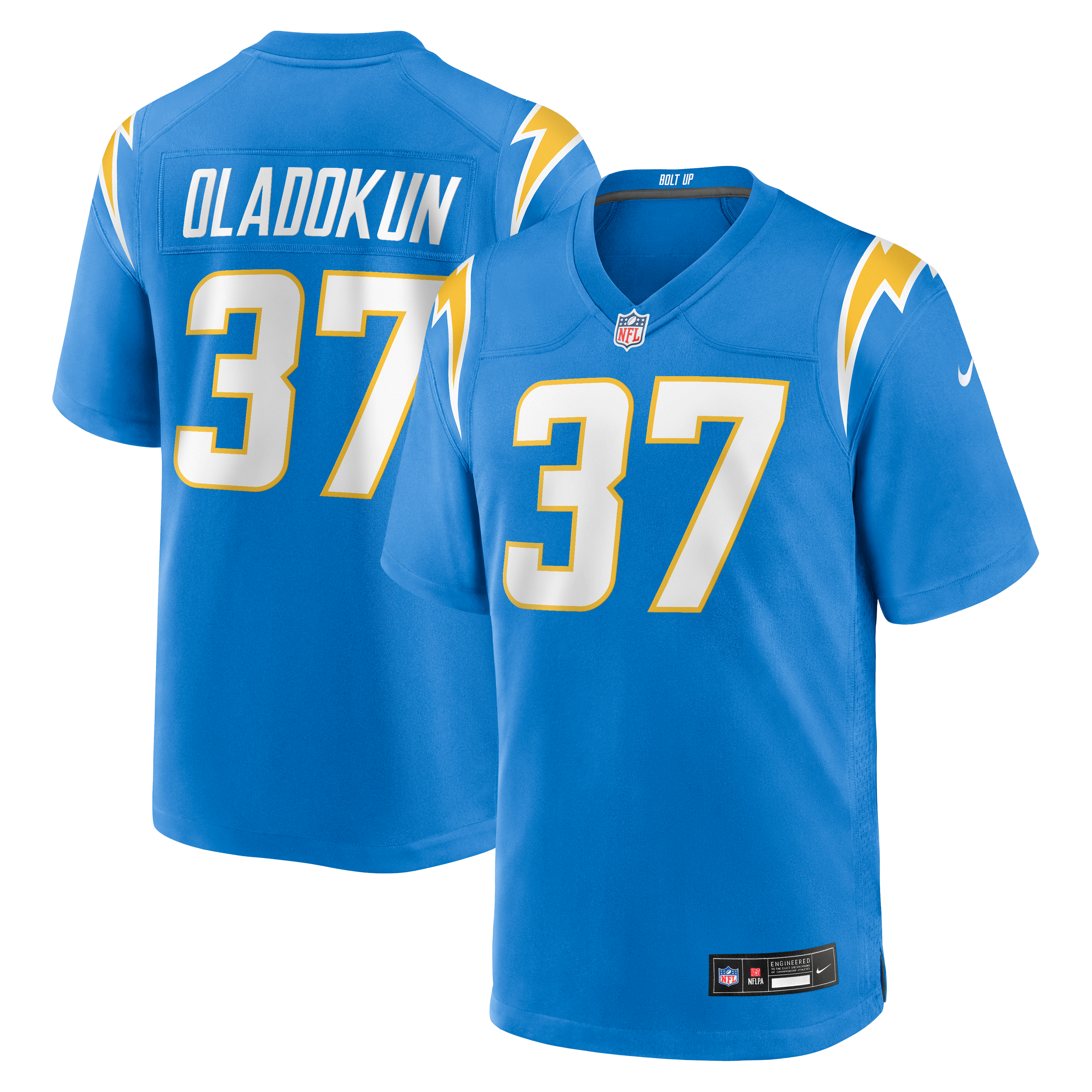 Jordan Oladokun Los Angeles Chargers Team Game Jersey - Powder Blue - Image 2