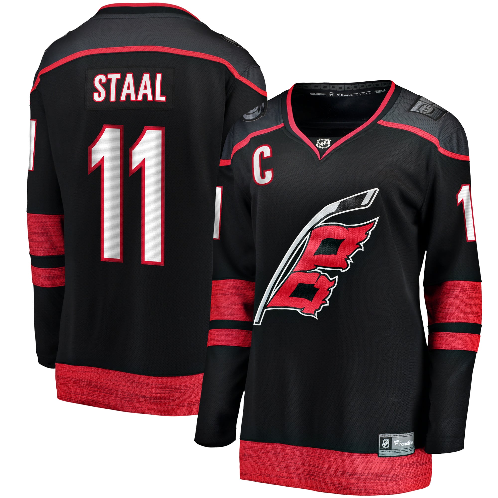 Jordan Staal Carolina Hurricanes Women's Home Captain Patch Breakaway Player Jersey - Black - Image 2