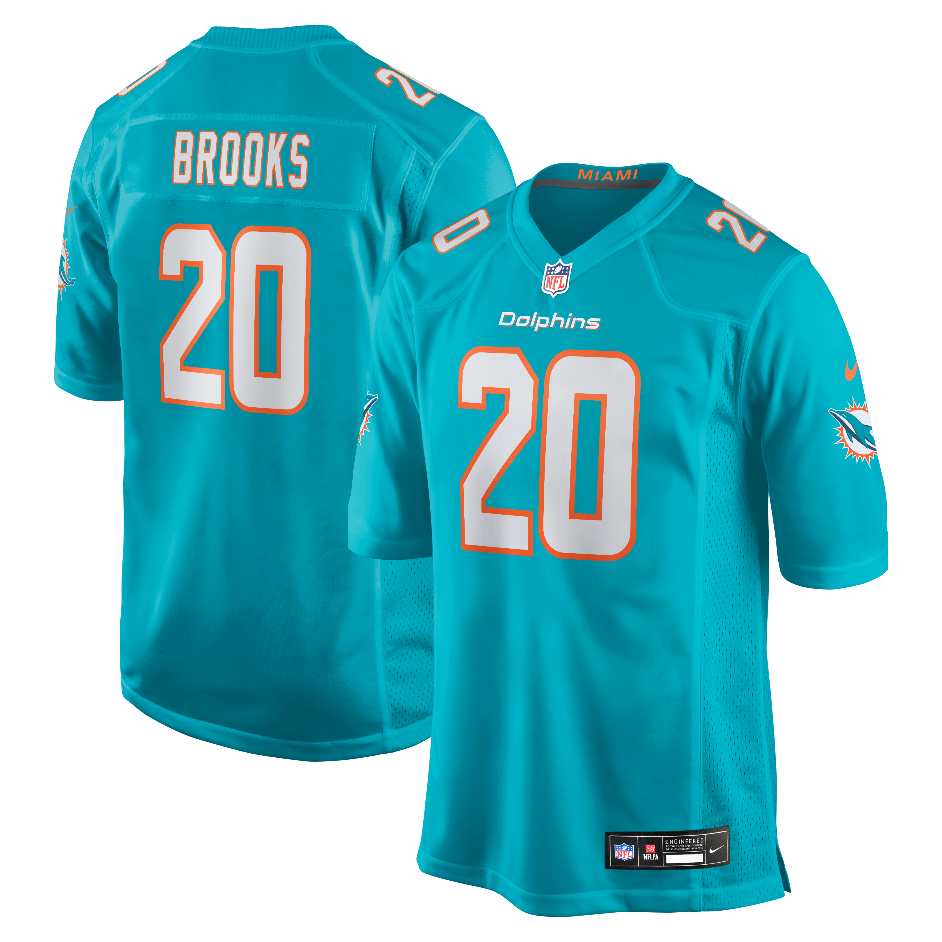 Jordyn Brooks Miami Dolphins Game Jersey - Aqua