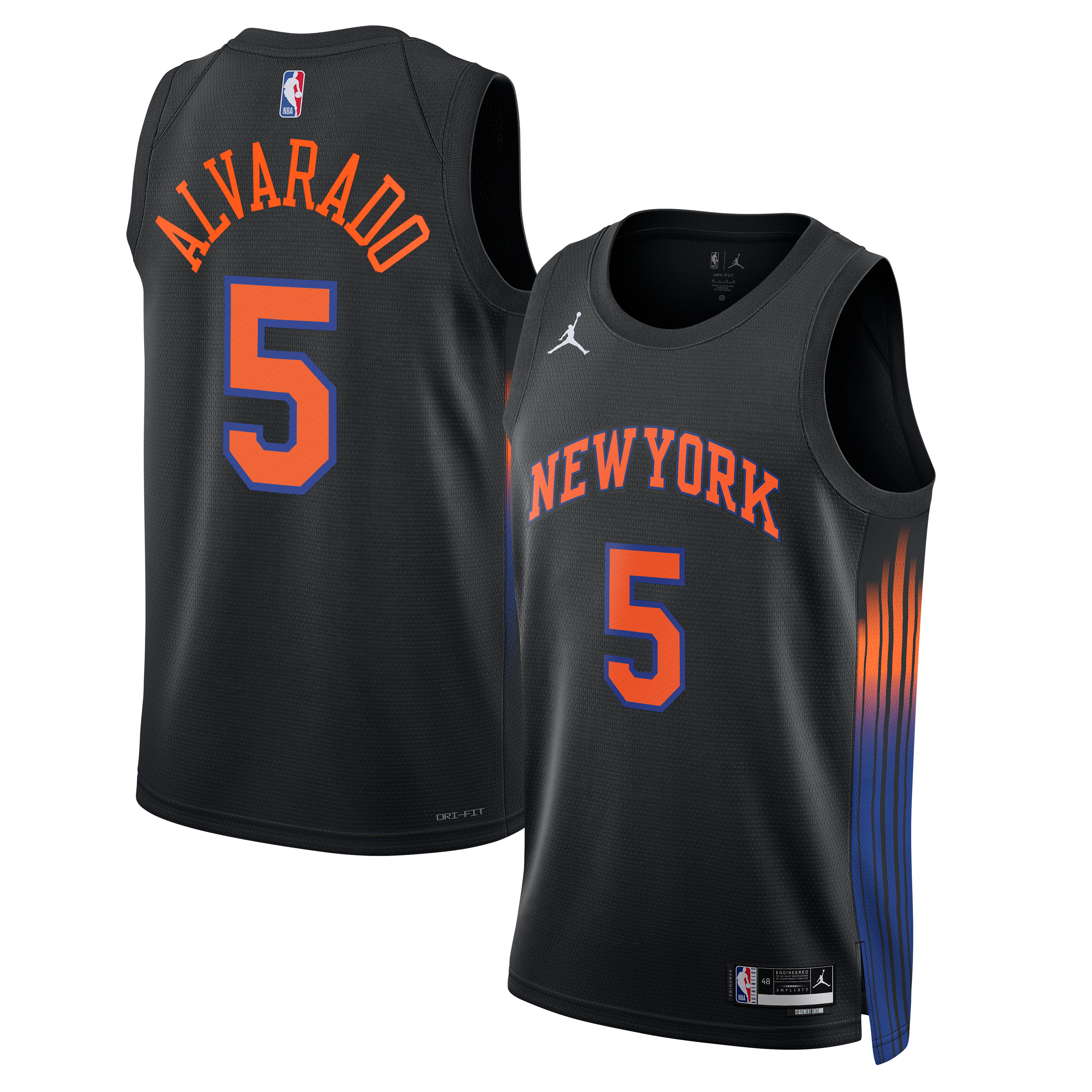 José Alvarado New York Knicks Jordan Brand Unisex Swingman Jersey - Statement Edition - Black - Image 2