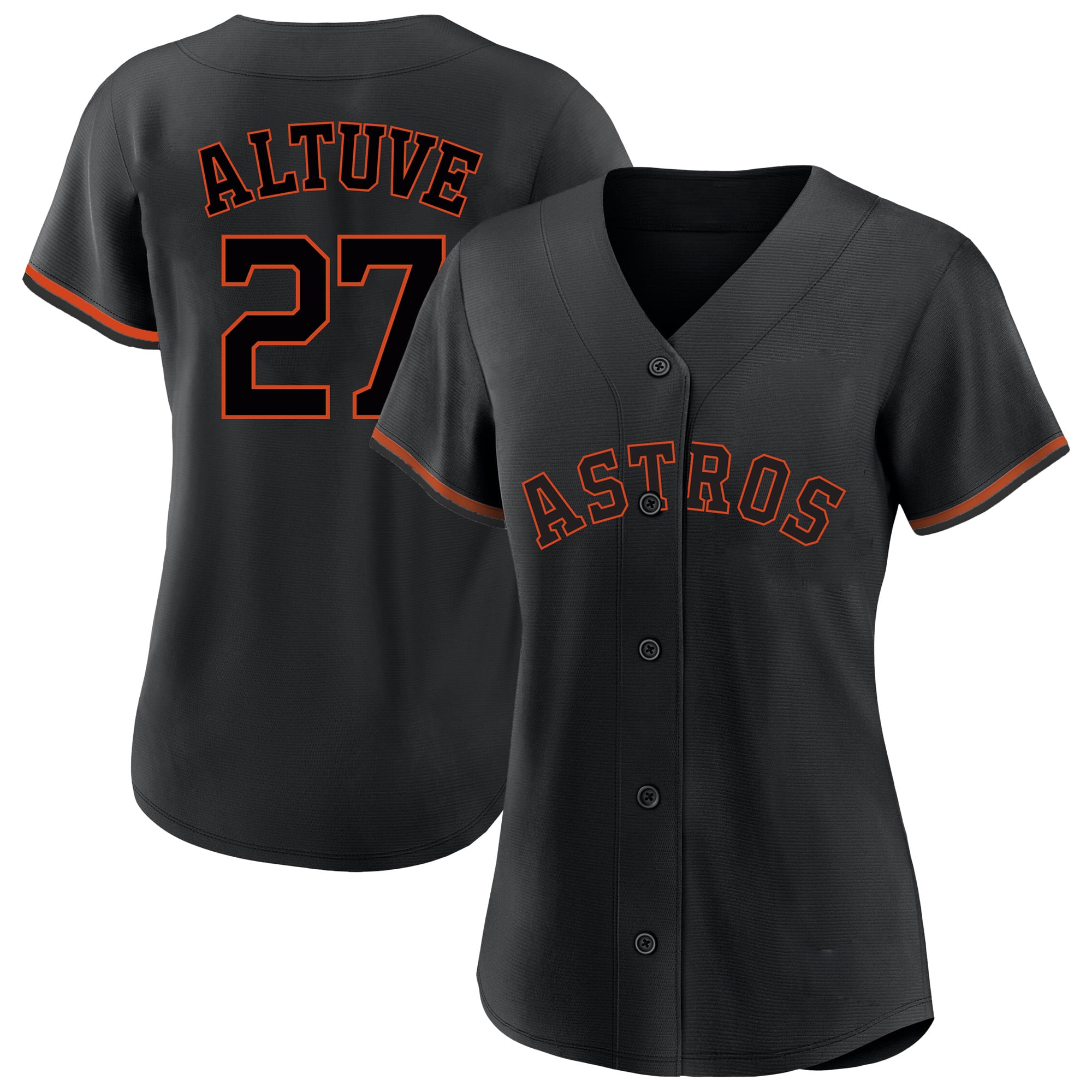 Jose Altuve Houston Astros Profile Women's Plus Size Player Name & Number Fashion Jersey - Black - Image 2