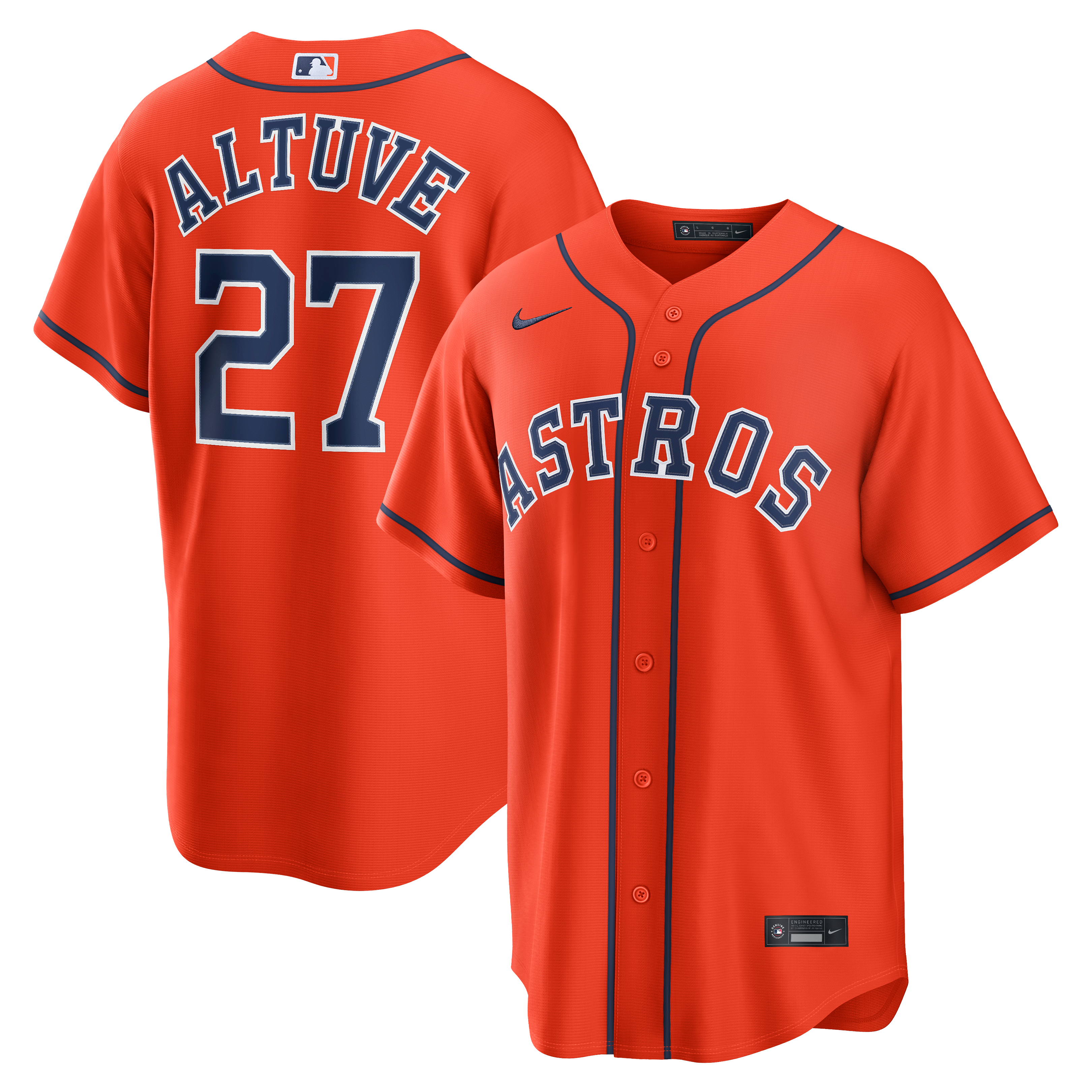 Jose Altuve Houston Astros Road Jersey - Orange - Image 2