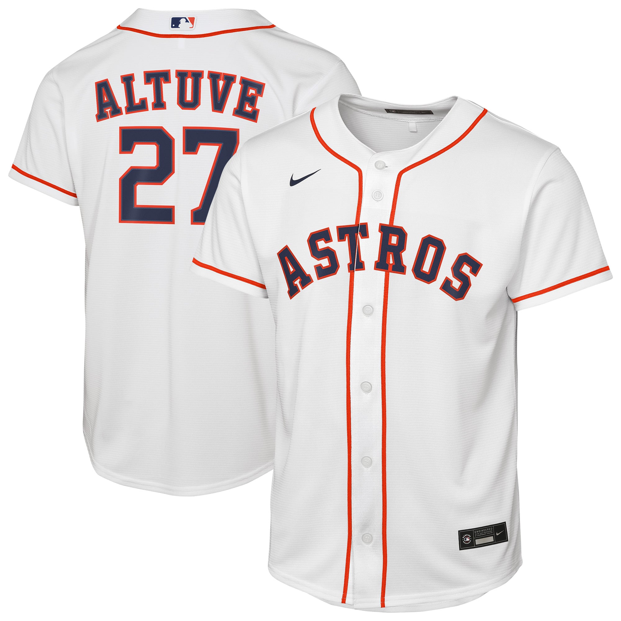 Jose Altuve Houston Astros Youth Home Player Jersey - White - Image 2
