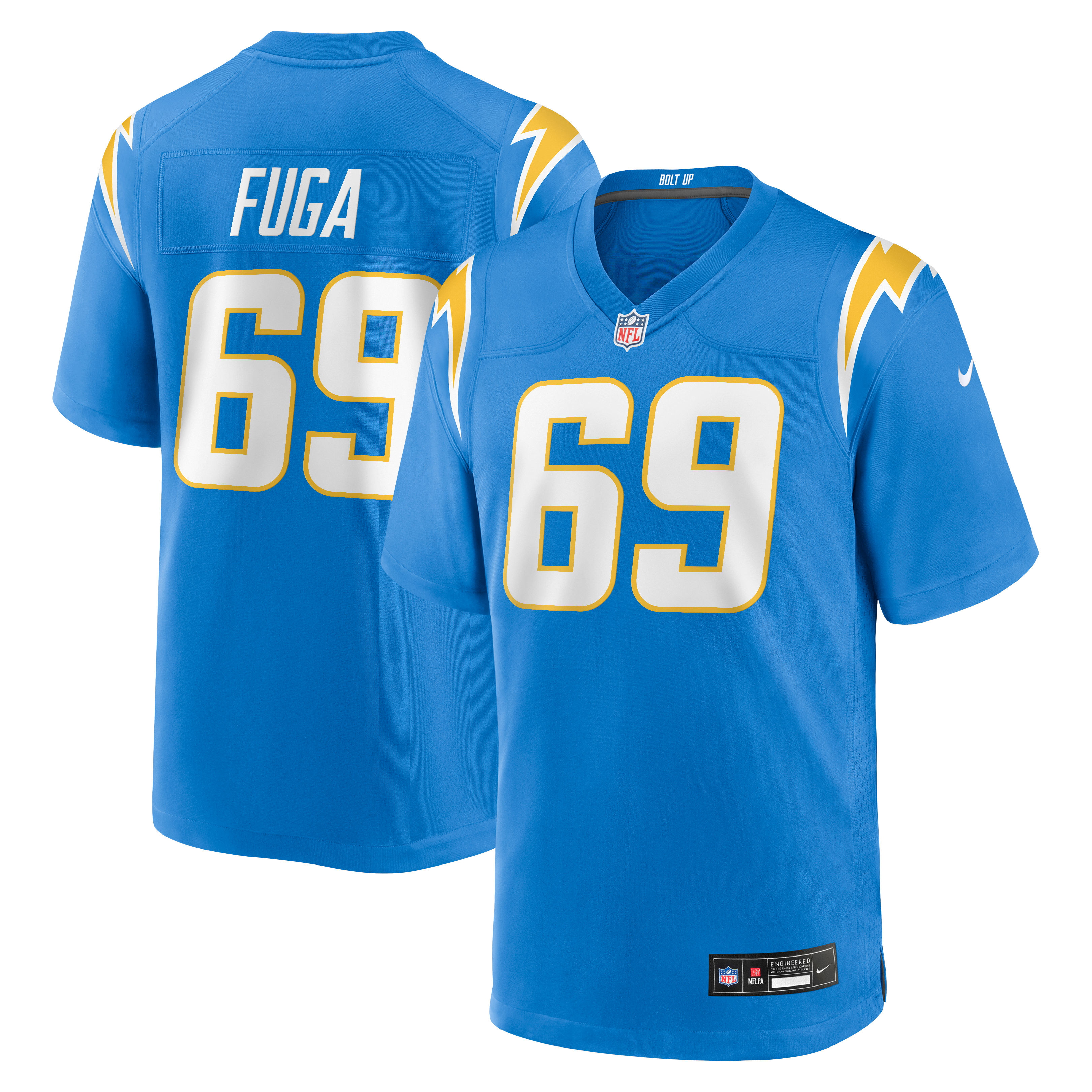 Josh Fuga Los Angeles Chargers Team Game Jersey - Powder Blue