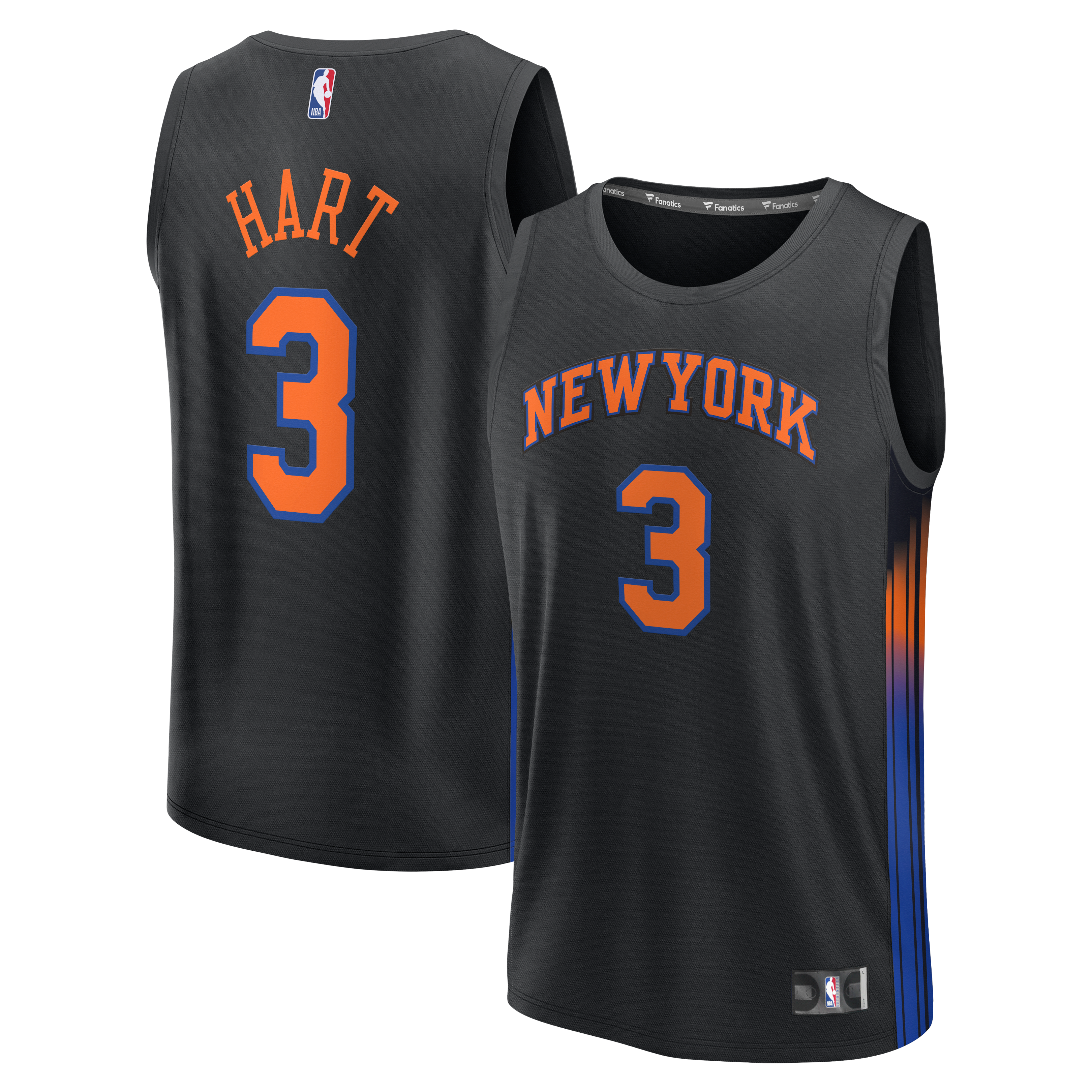Josh Hart New York Knicks Youth Fast Break Jersey - Statement Edition - Black - Image 2