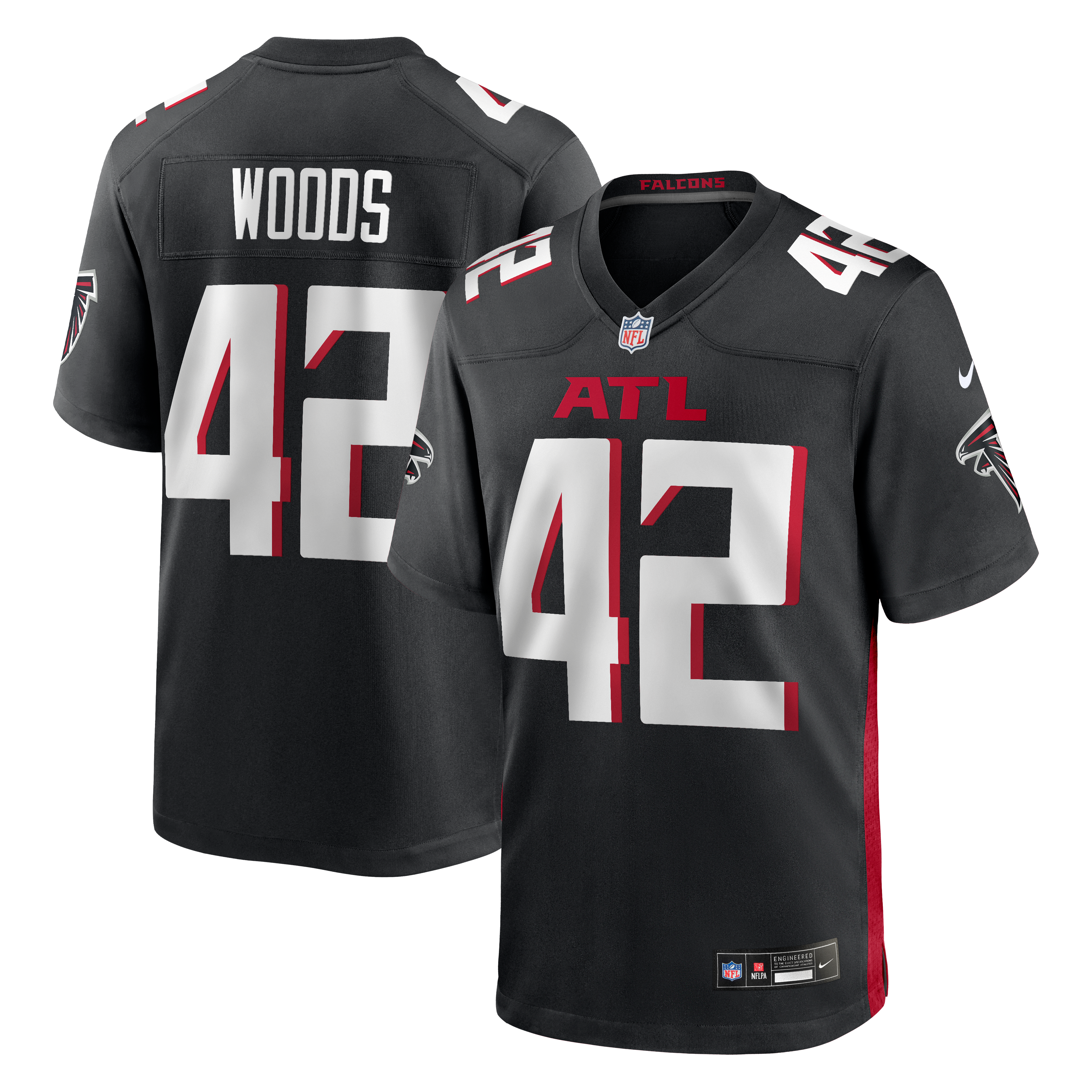 Josh Woods Atlanta Falcons Team Game Jersey - Black - Image 2
