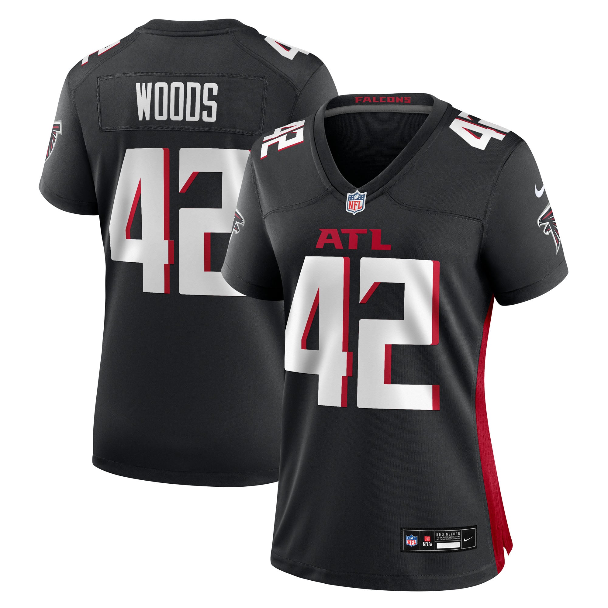 Josh Woods Atlanta Falcons Women's Team Game Jersey - Black - Image 2