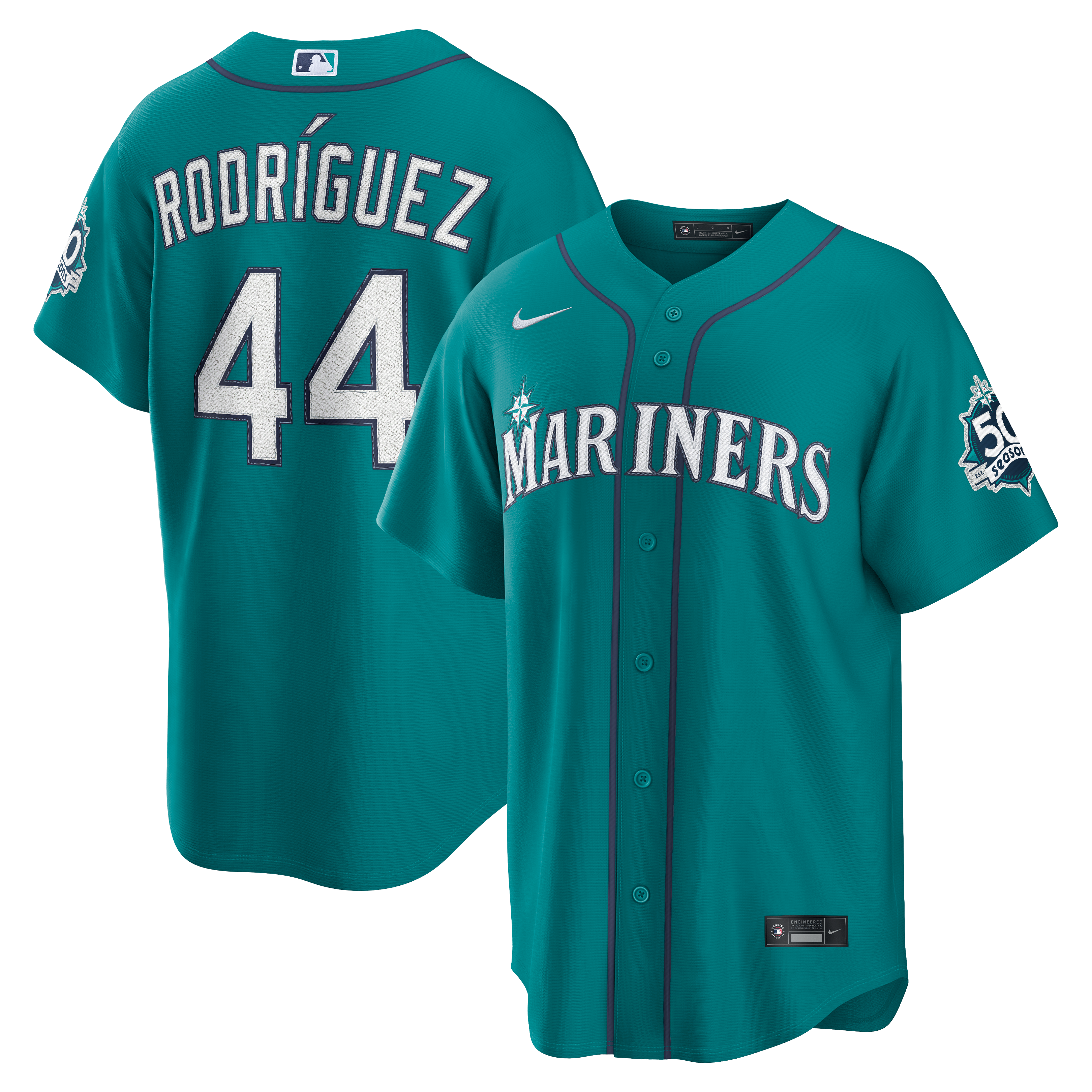 Julio Rodríguez Seattle Mariners Alternate Stadium 50th Season Patch Jersey - Teal