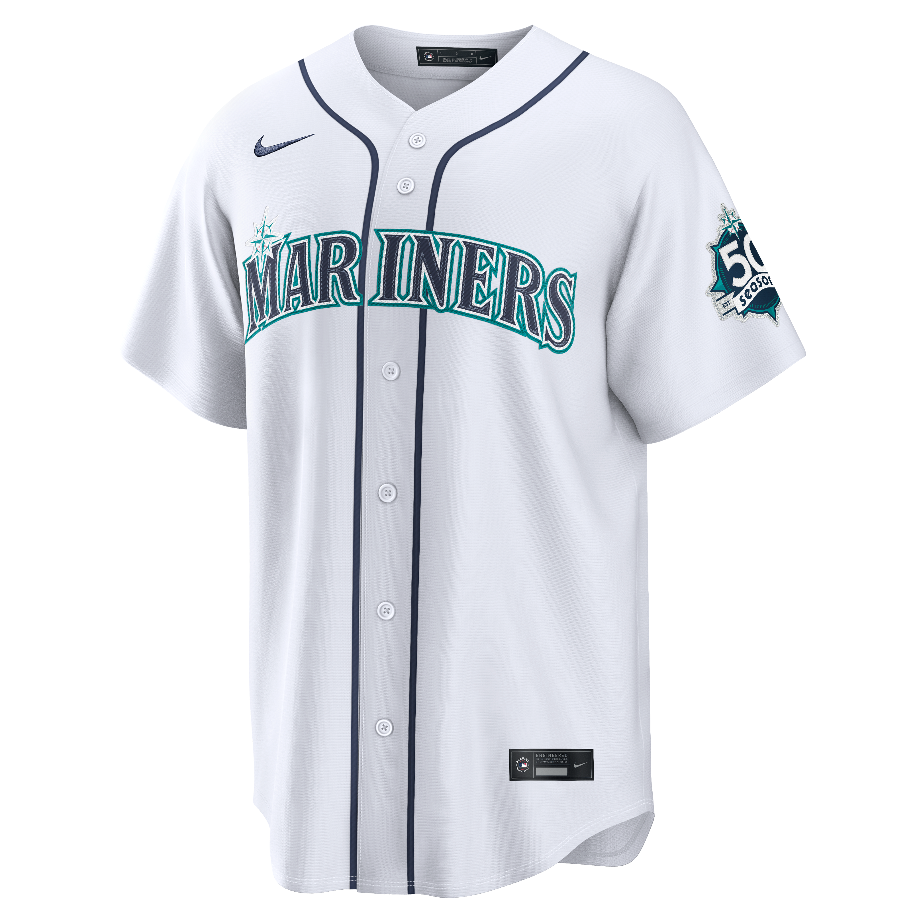Julio Rodríguez Seattle Mariners Alternate Stadium 50th Season Patch Jersey - White - Image 3