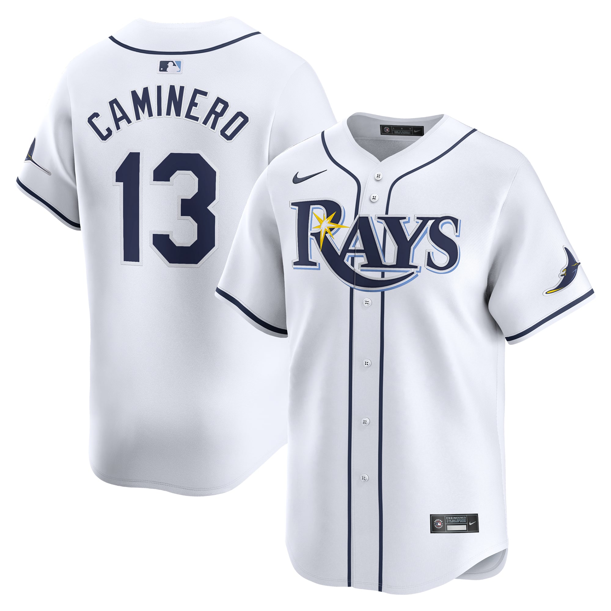 Junior Caminero Tampa Bay Rays Youth Home Limited Player Jersey - White - Image 2
