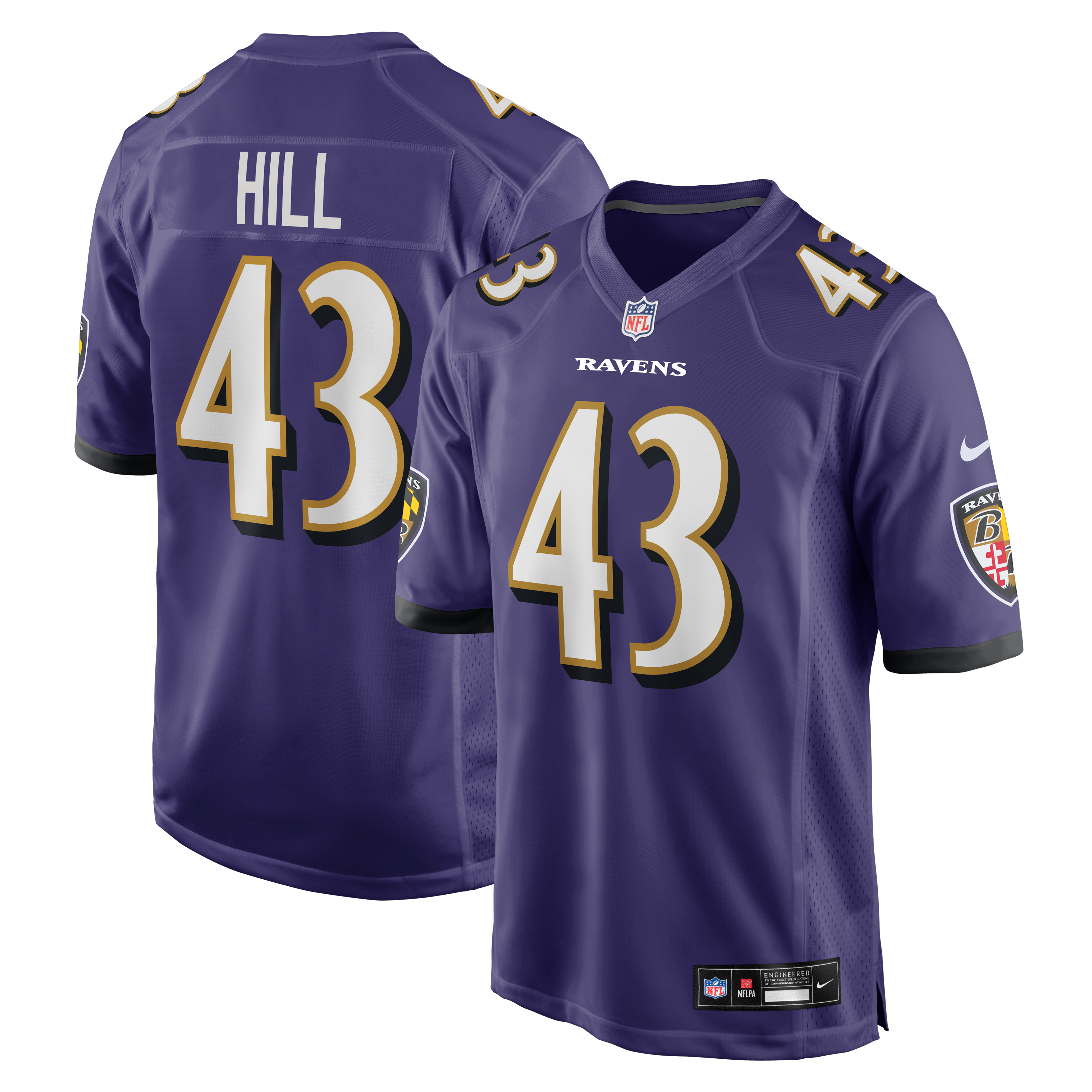 Justice Hill Baltimore Ravens Game Jersey - Purple - Image 2
