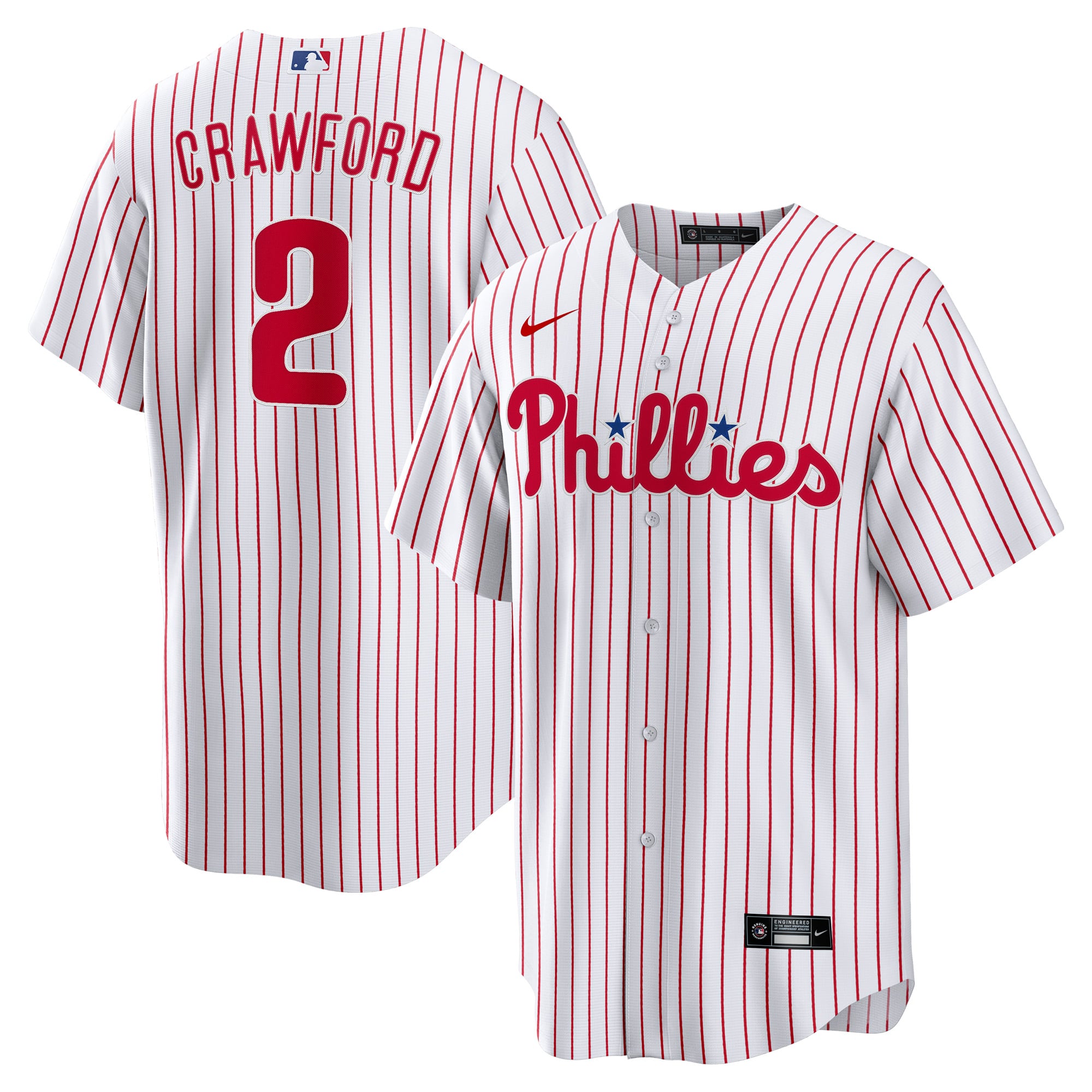 Justin Crawford Philadelphia Phillies Home Jersey - White - Image 2