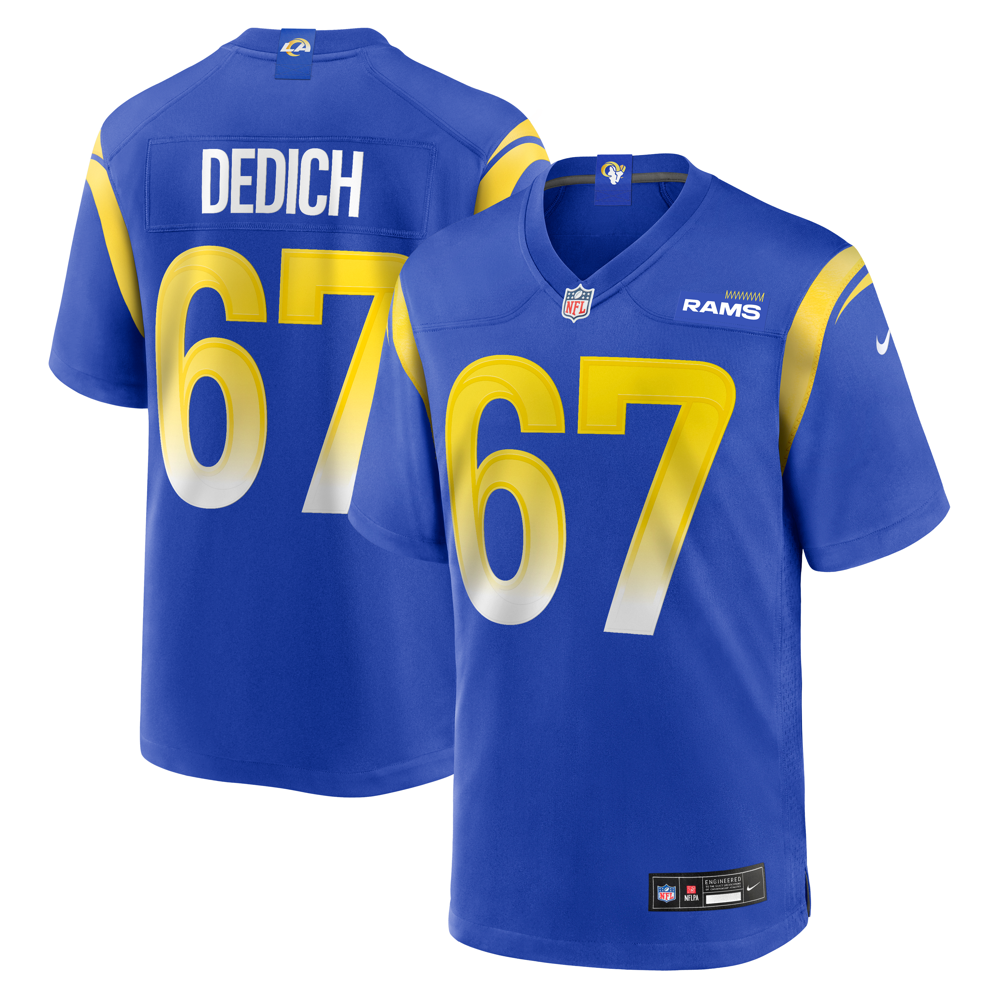 Justin Dedich Los Angeles Rams Game Jersey - Royal