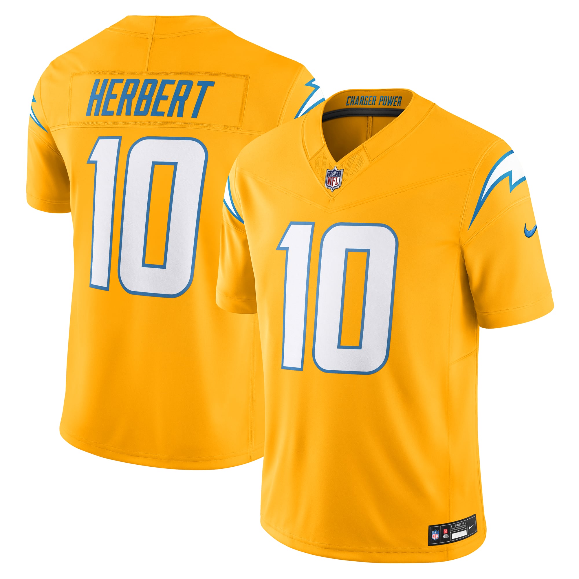 Justin Herbert Los Angeles Chargers Alternate Charger Power Vapor F.U.S.E. Limited Jersey - Gold - Image 2