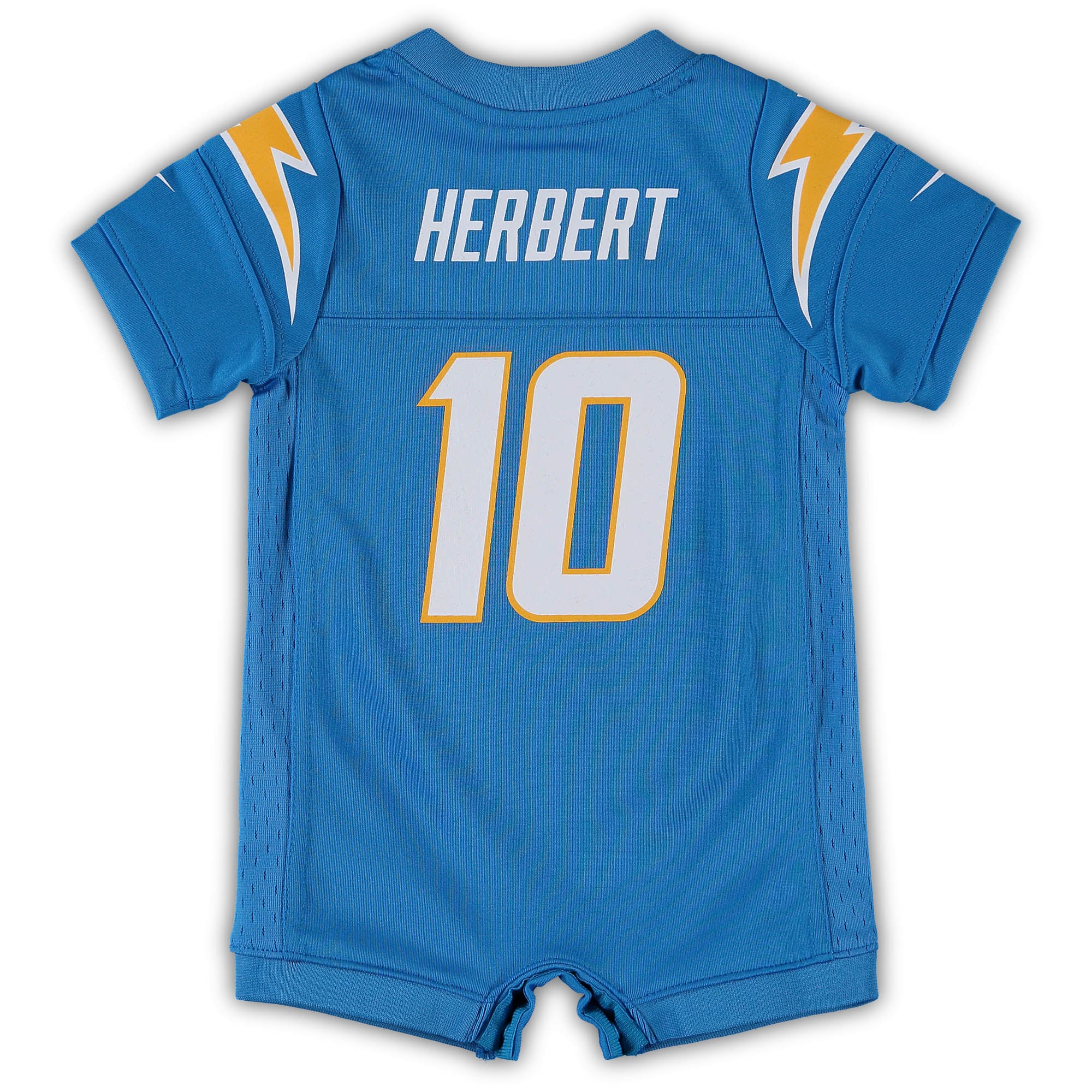 Justin Herbert Los Angeles Chargers Infant Game Romper Jersey - Powder Blue - Image 4