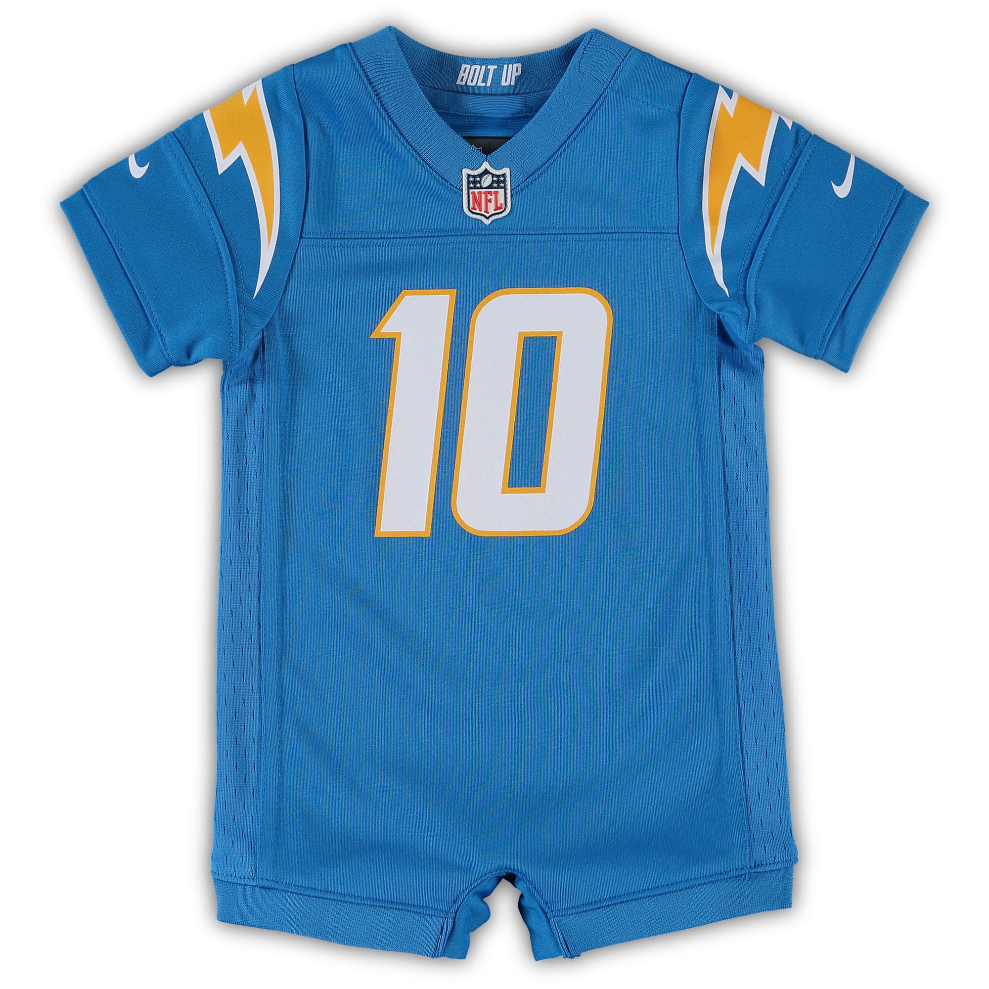 Justin Herbert Los Angeles Chargers Infant Game Romper Jersey - Powder Blue - Image 3