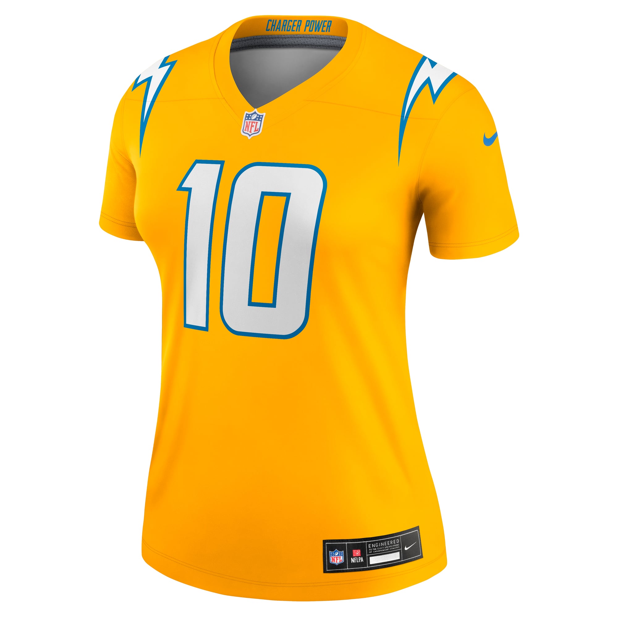 Justin Herbert Los Angeles Chargers Women's Alternate Charger Power Legend Player Performance Top - Gold - Image 3