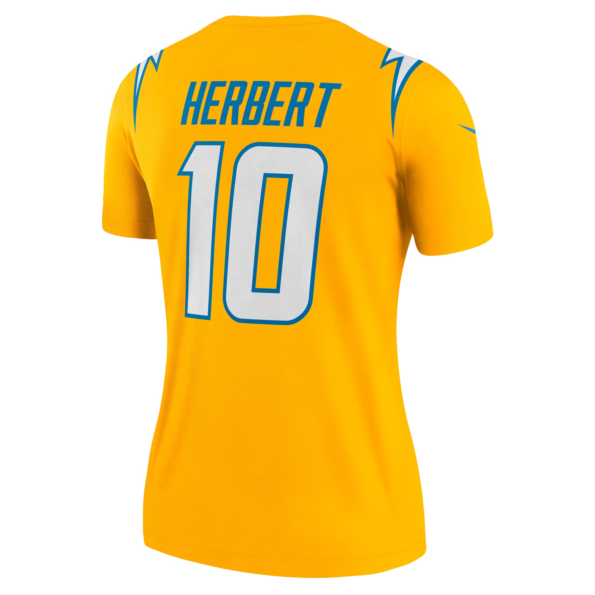 Justin Herbert Los Angeles Chargers Women's Alternate Charger Power Legend Player Performance Top - Gold - Image 4
