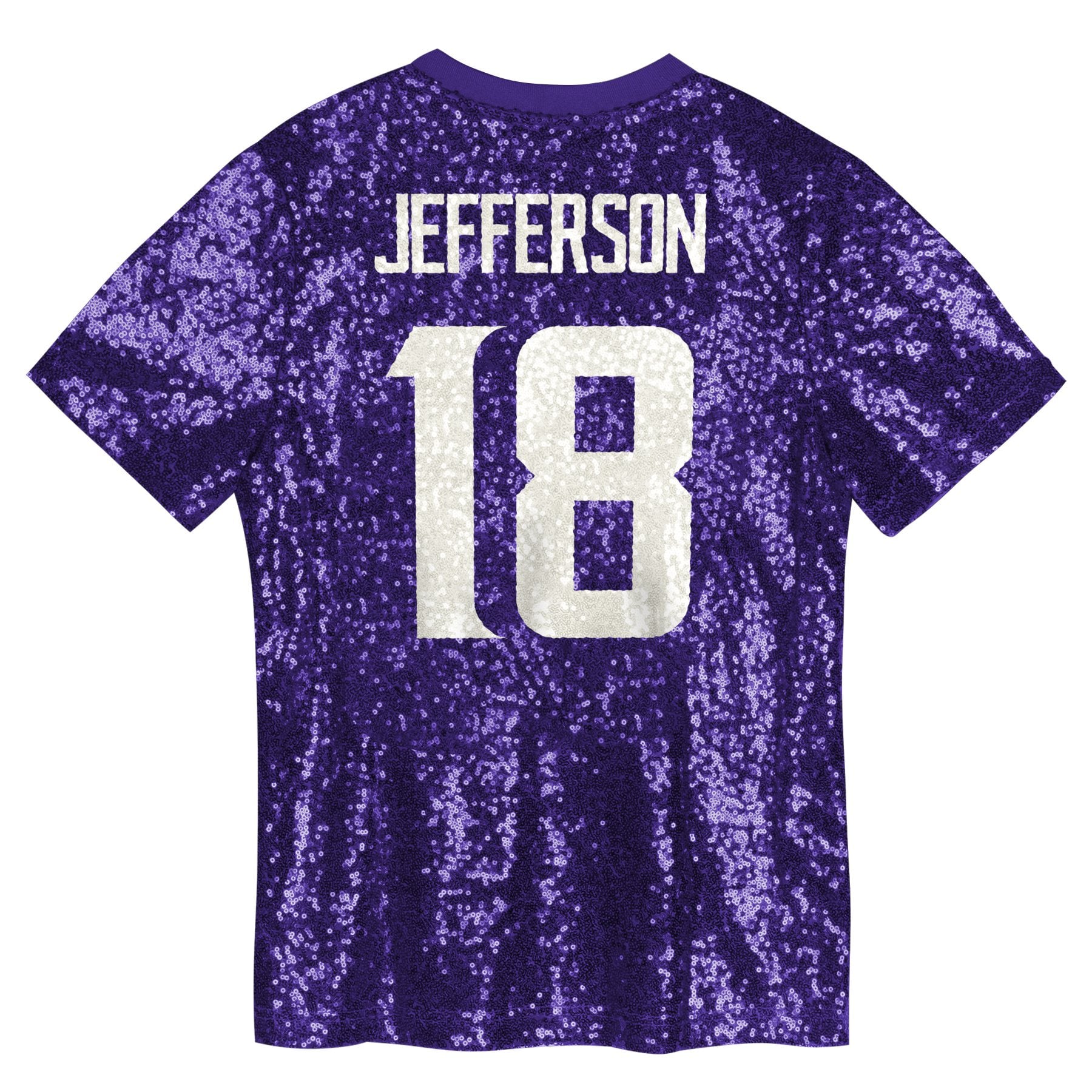 Justin Jefferson Minnesota Vikings Girls Youth Sequin V-Neck Fashion Jersey - Purple - Image 4