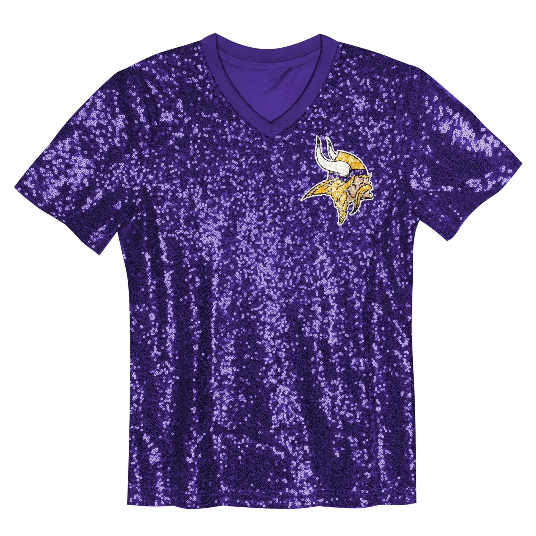 Justin Jefferson Minnesota Vikings Girls Youth Sequin V-Neck Fashion Jersey - Purple - Image 3