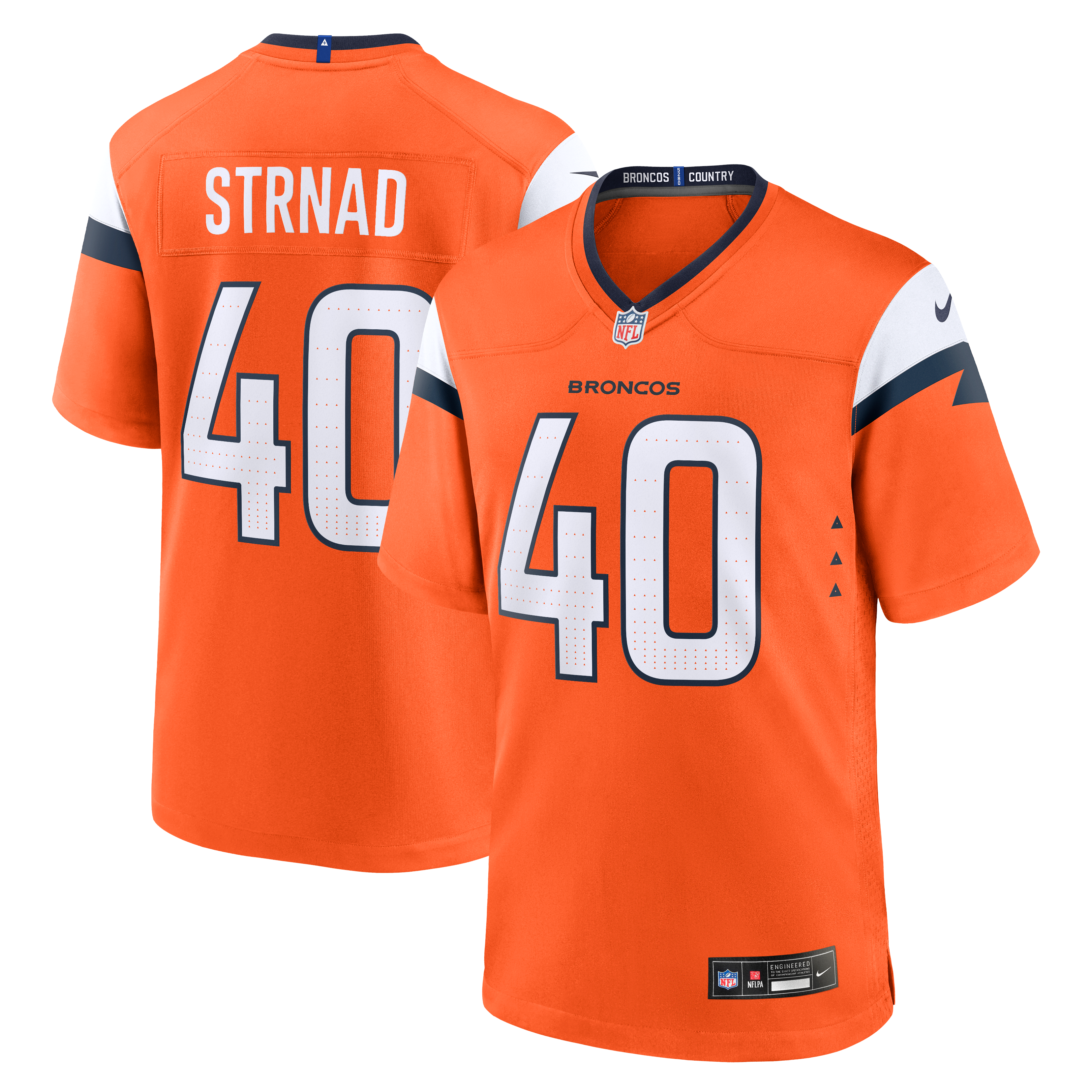 Justin Strnad Denver Broncos Team Game Jersey - Orange