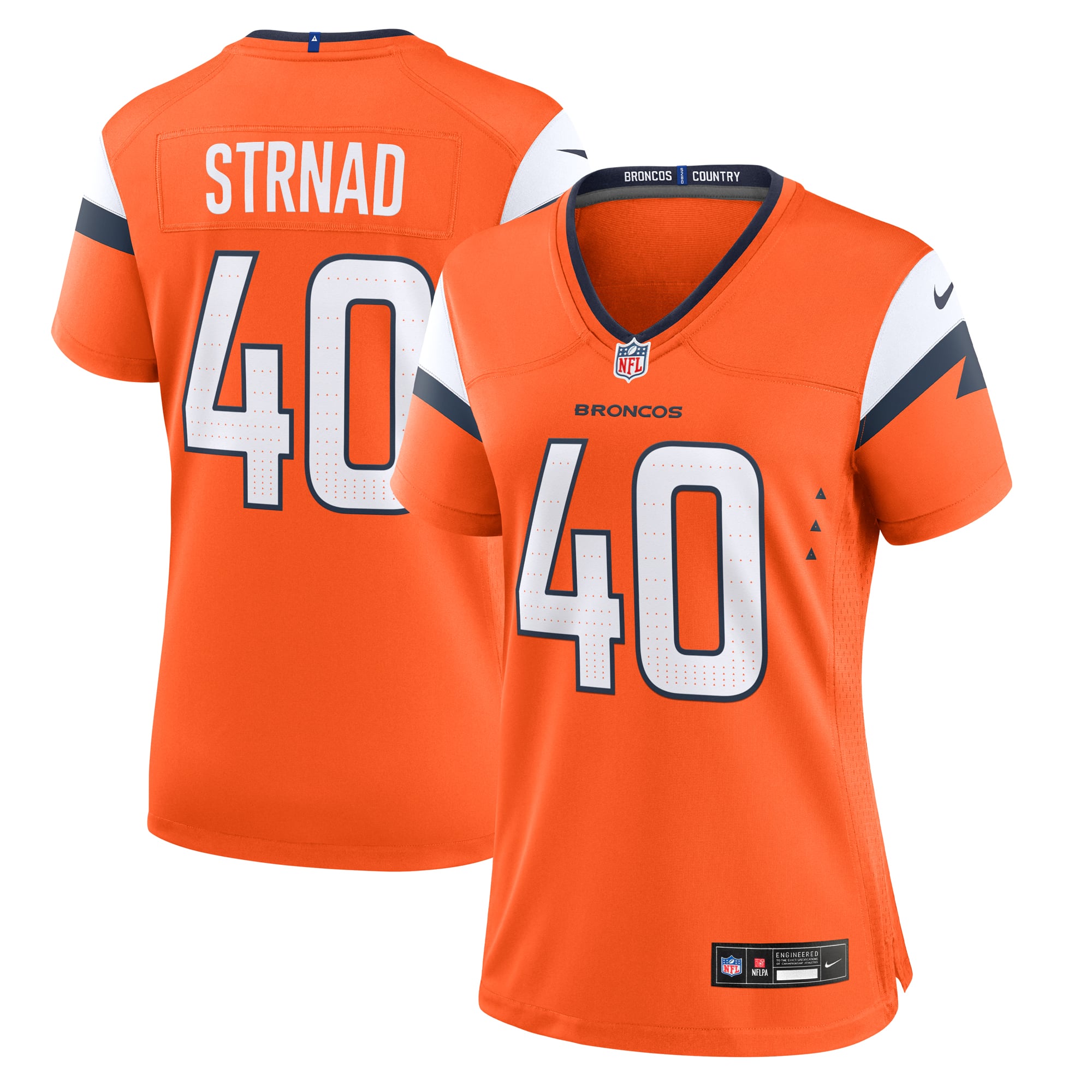 Justin Strnad Denver Broncos Women's Team Game Jersey - Orange - Image 2