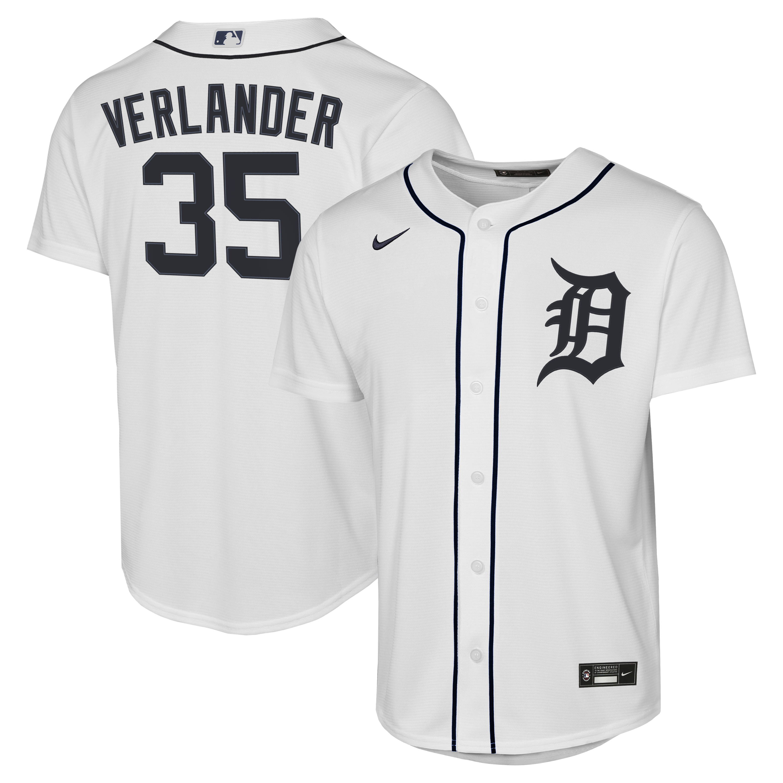 Justin Verlander Detroit Tigers Youth Home Jersey - White - Image 2