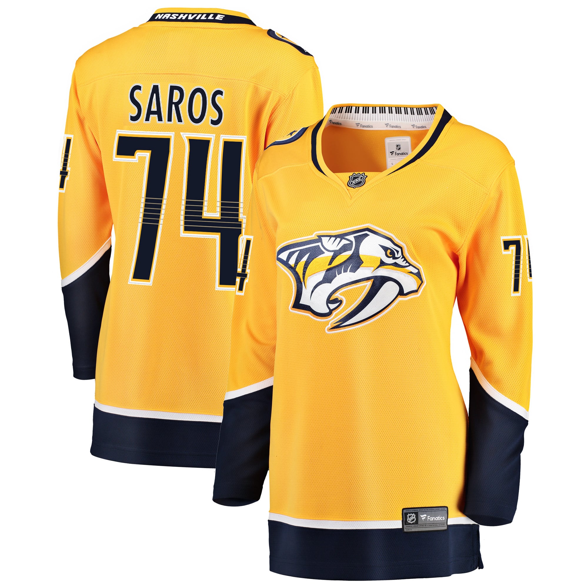 Juuse Saros Nashville Predators Women's Breakaway Player Jersey - Gold - Image 2