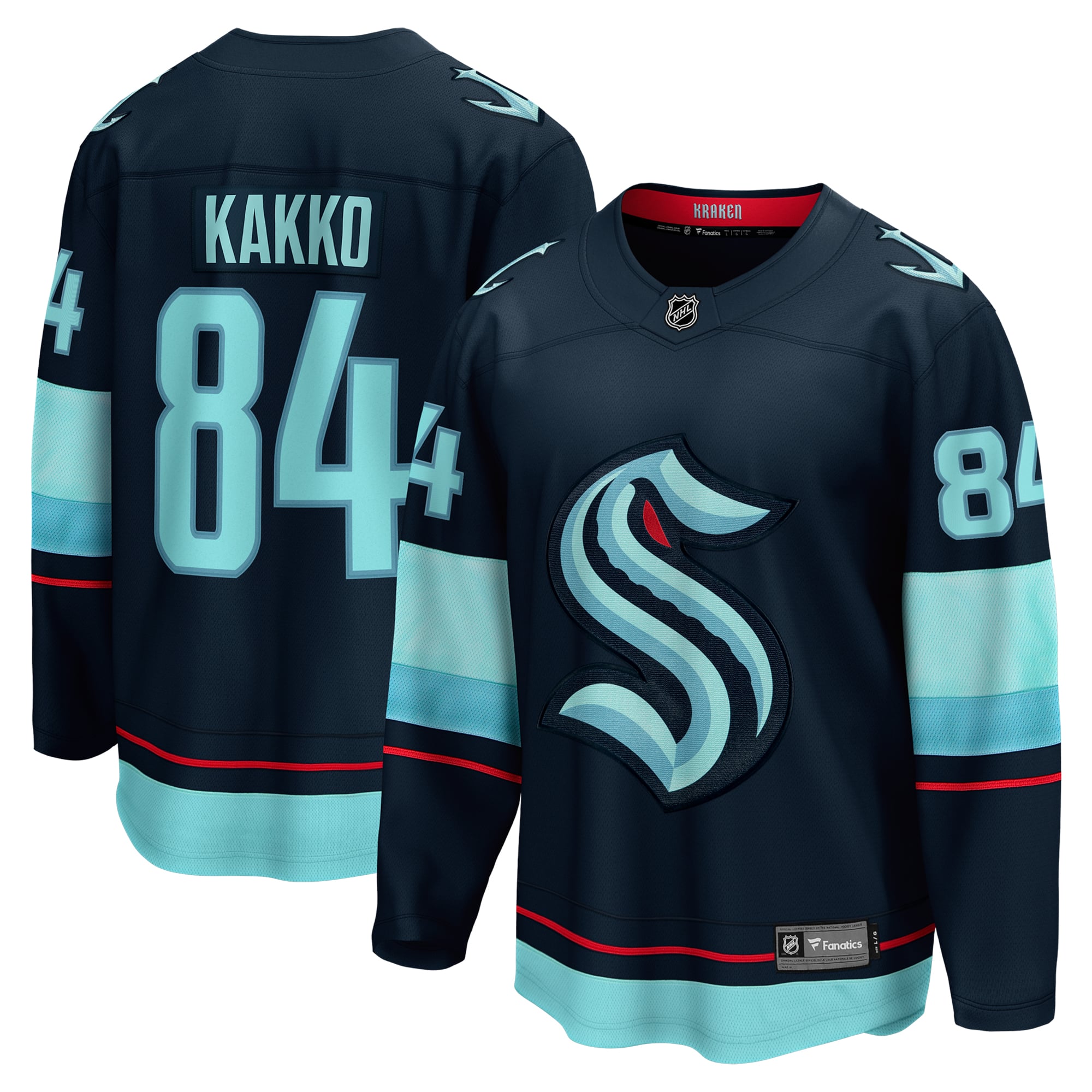 Kaapo Kakko Seattle Kraken Home Breakaway Player Jersey - Deep Sea Blue - Image 2