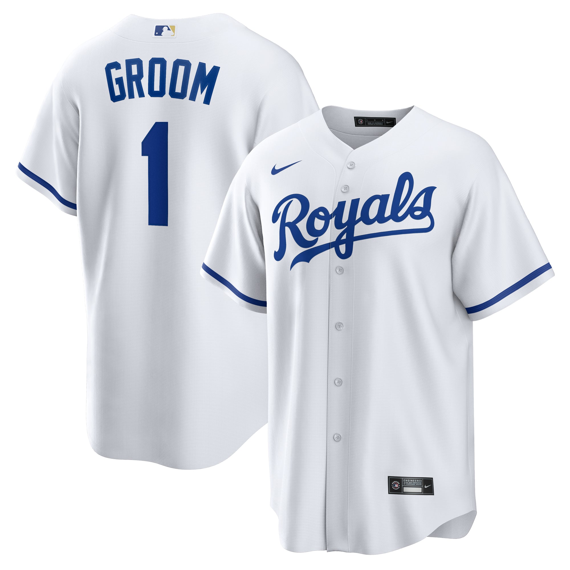 Kansas City Royals #1 Groom Home Jersey - White - Image 2