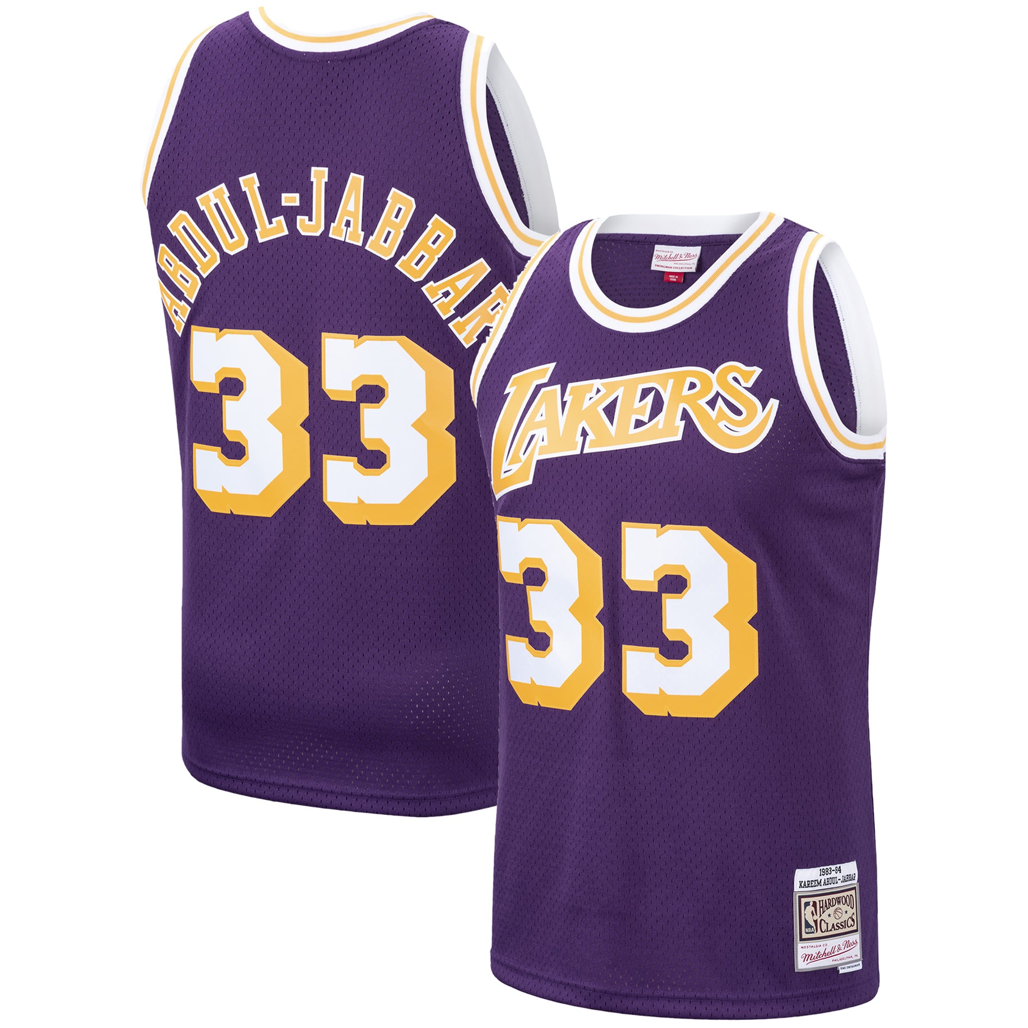 Kareem Abdul-Jabbar Los Angeles Lakers Hardwood Classics Swingman Jersey - Purple - Image 2