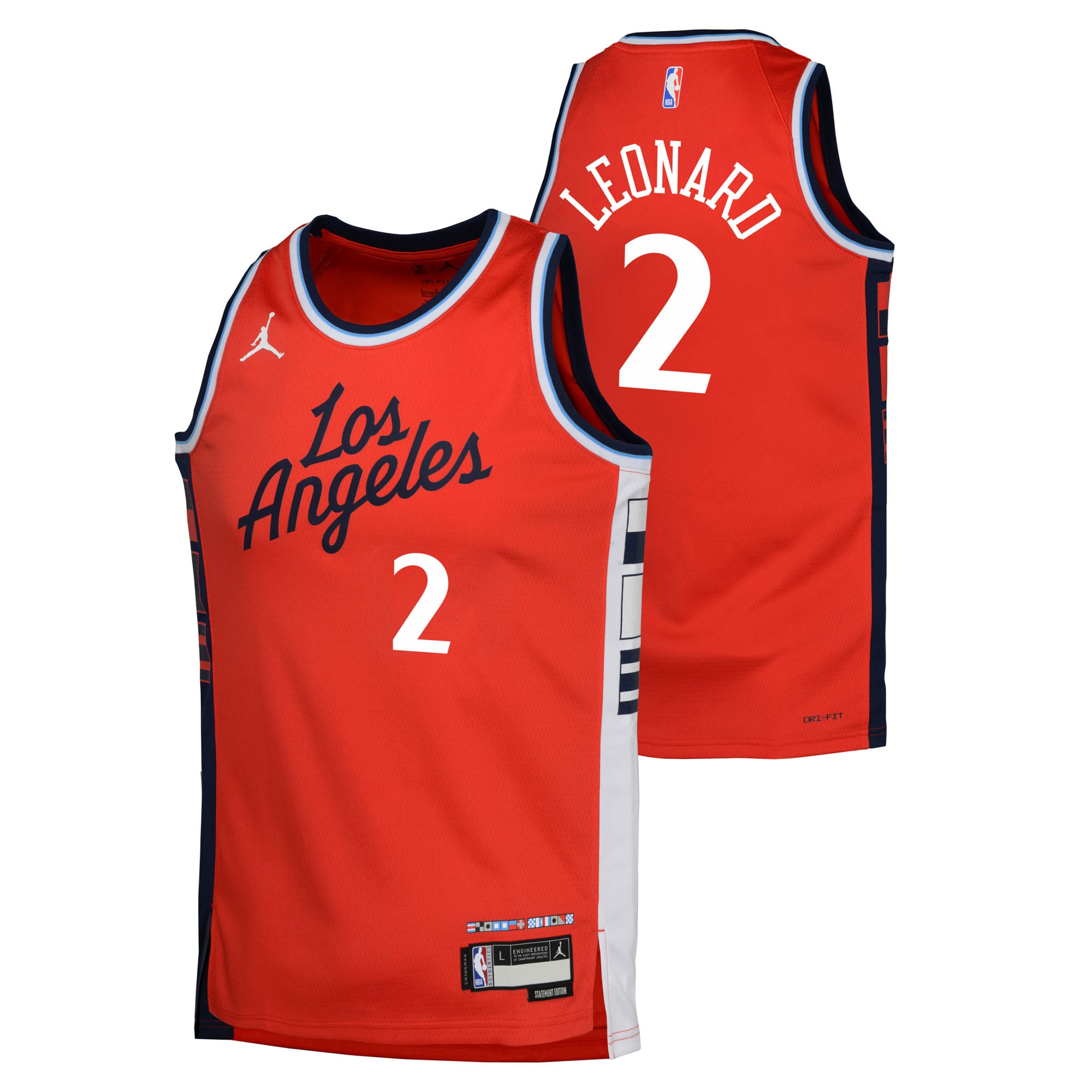 Kawhi Leonard LA Clippers Jordan Brand Youth Swingman Jersey - Statement Edition - Red - Image 2