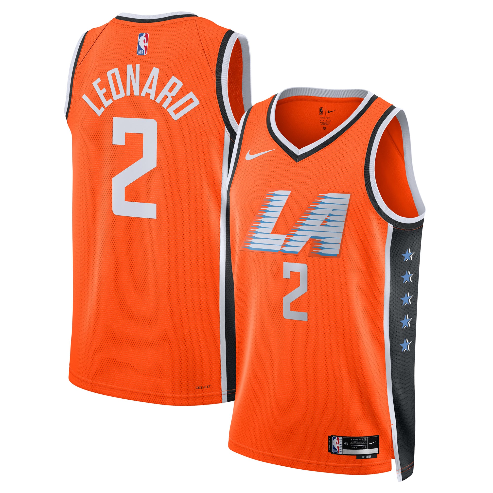 Kawhi Leonard LA Clippers Unisex 2025/26 Swingman Jersey - Orange - City Edition - Image 2
