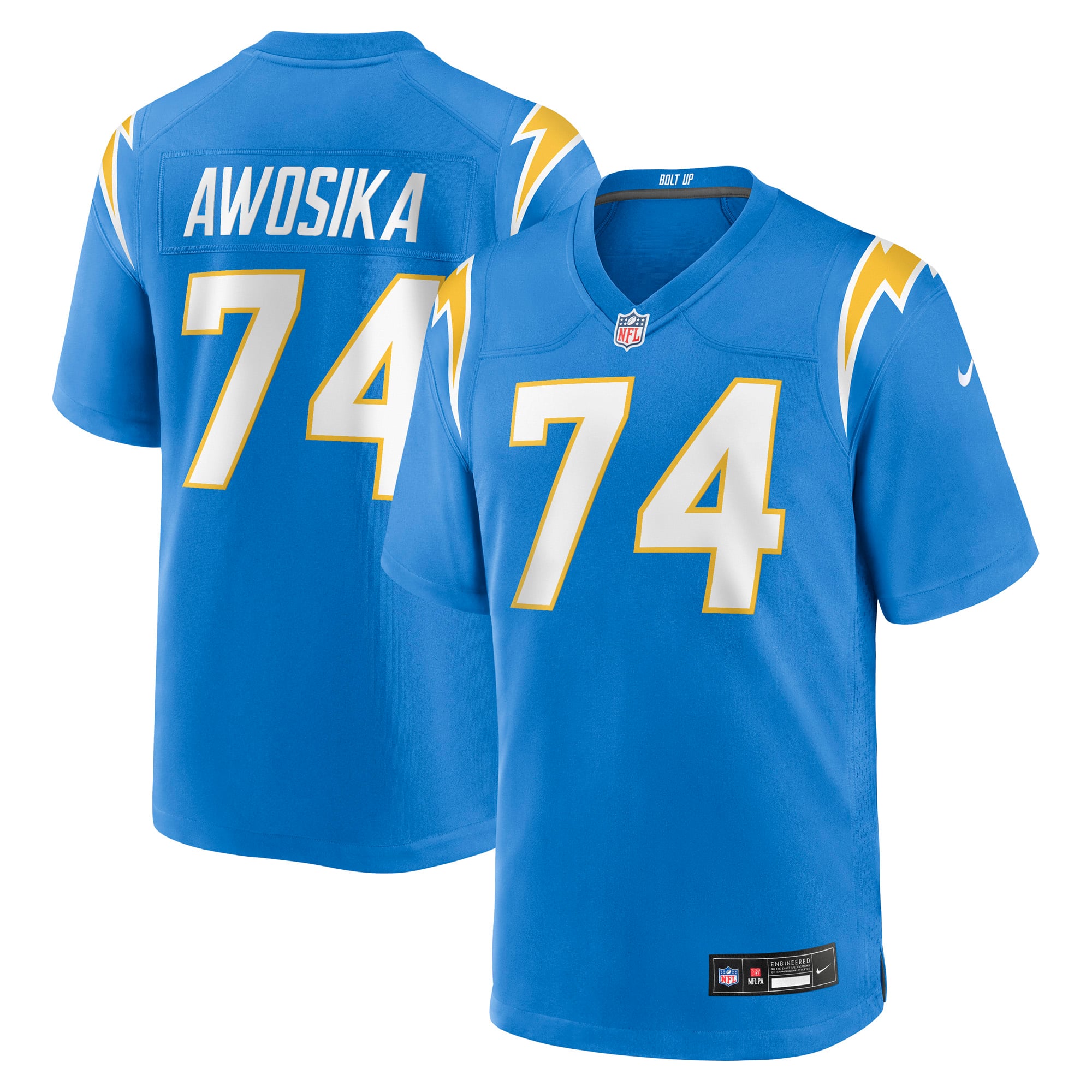 Kayode Awosika Los Angeles Chargers Team Game Jersey - Powder Blue - Image 2
