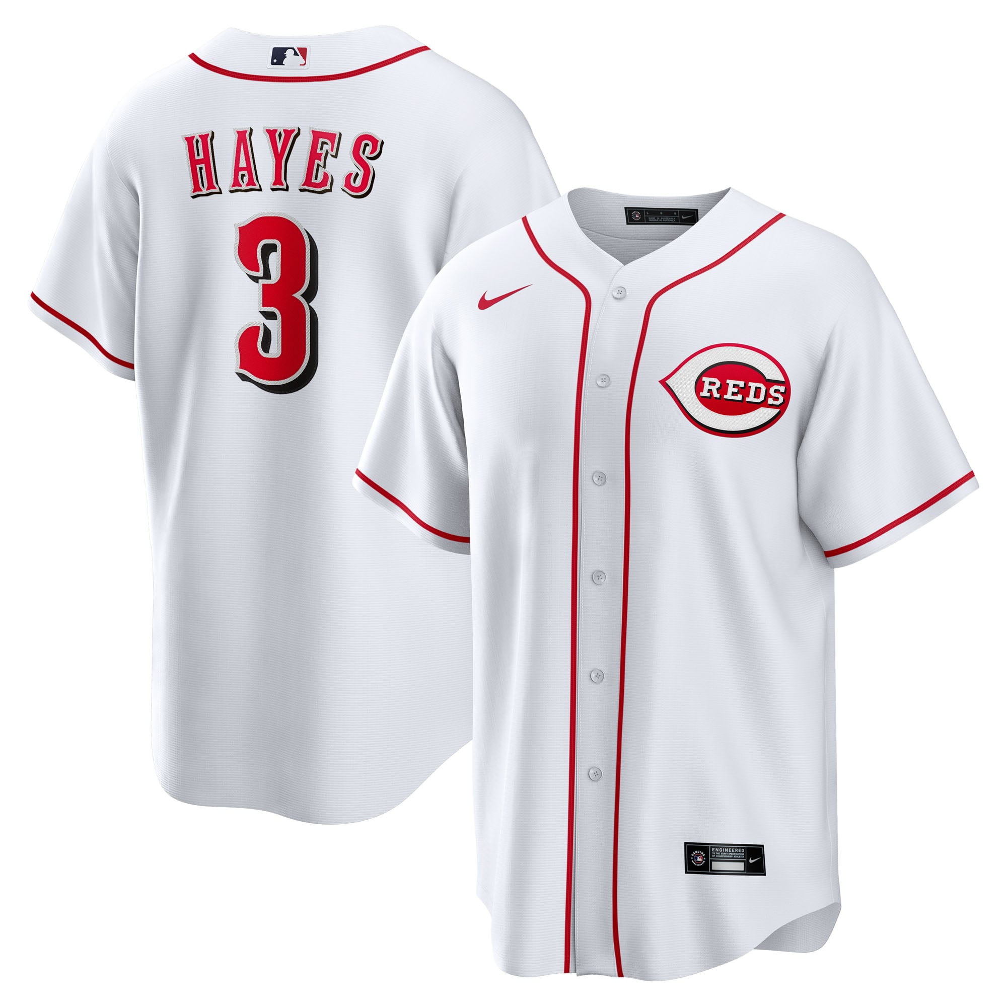 Ke'Bryan Hayes Cincinnati Reds Home Jersey - White - Image 2