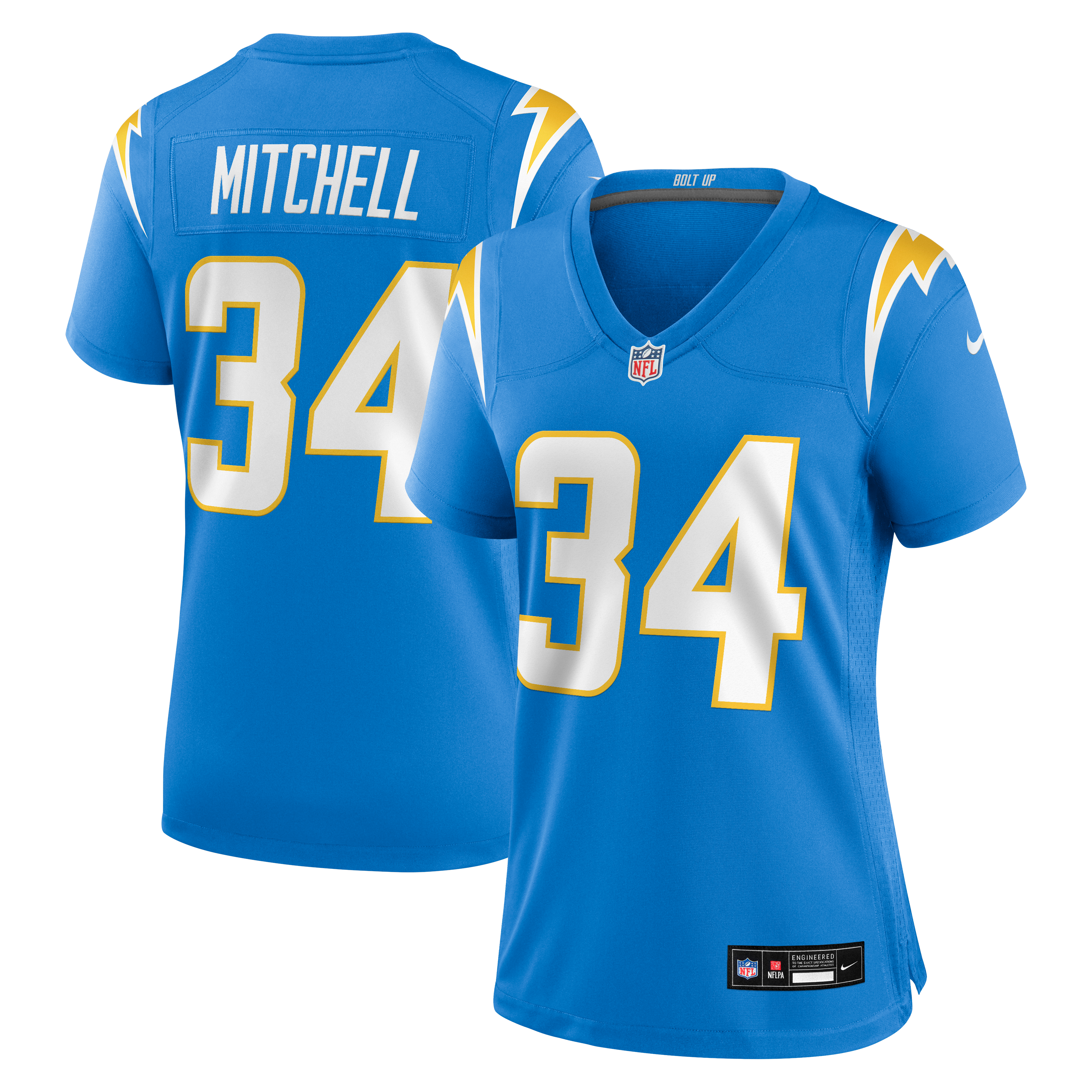 Keaton Mitchell Los Angeles Chargers Women's Team Game Jersey - Powder Blue - Image 2