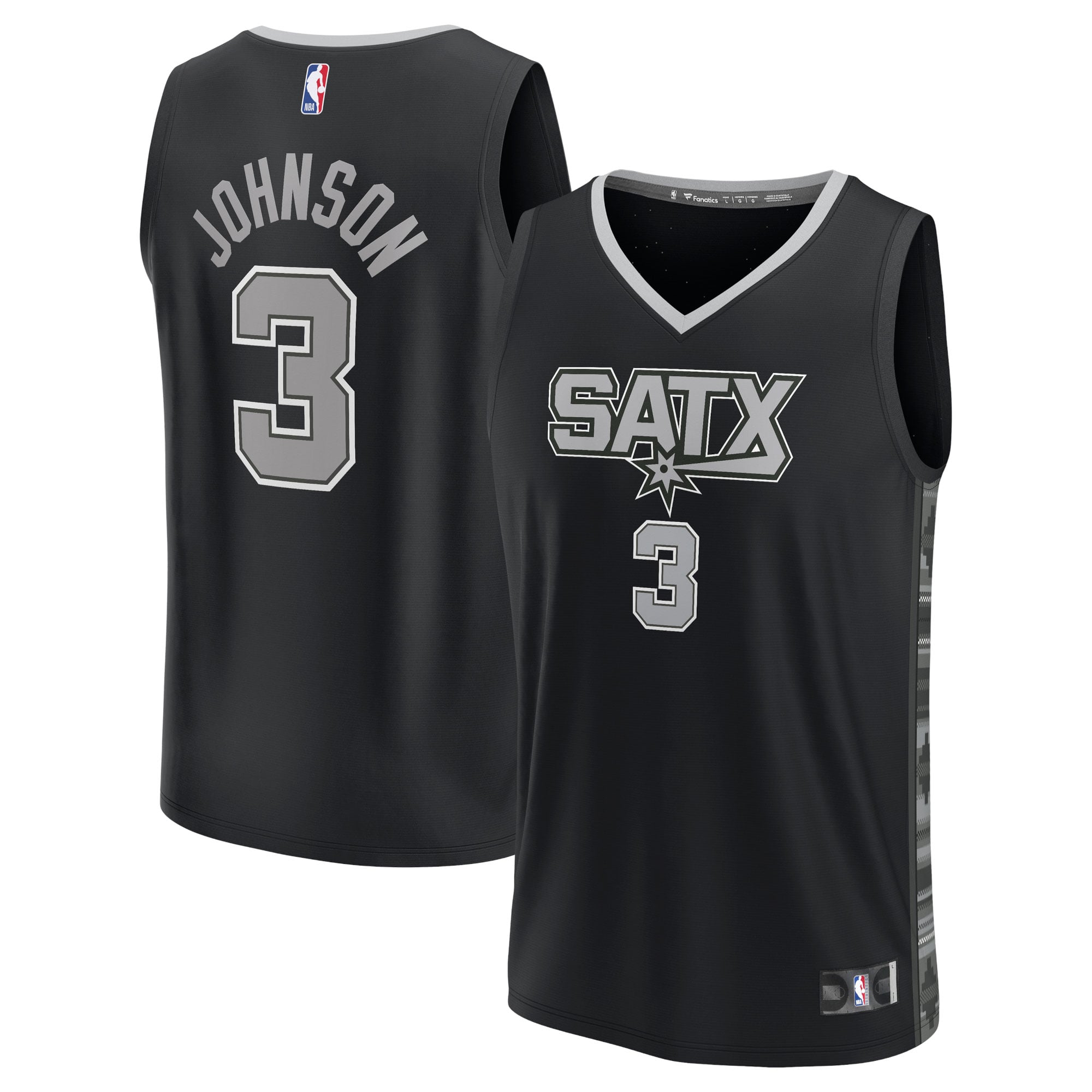 Keldon Johnson San Antonio Spurs Fast Break Player Jersey - Statement Edition - Black - Image 2