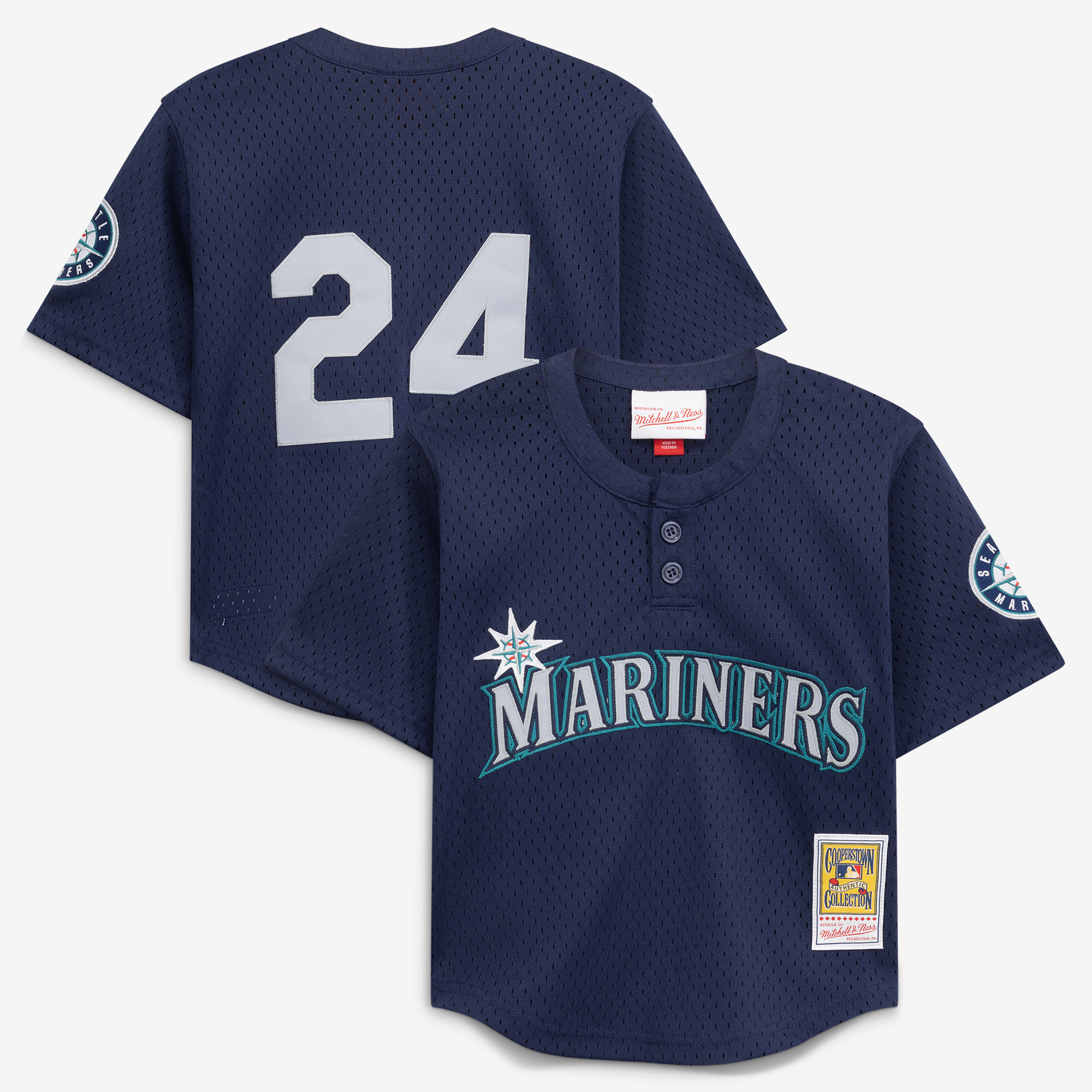 Ken Griffey Jr. Seattle Mariners Toddler Cooperstown Collection Mesh Batting Practice Jersey - Navy - Image 2